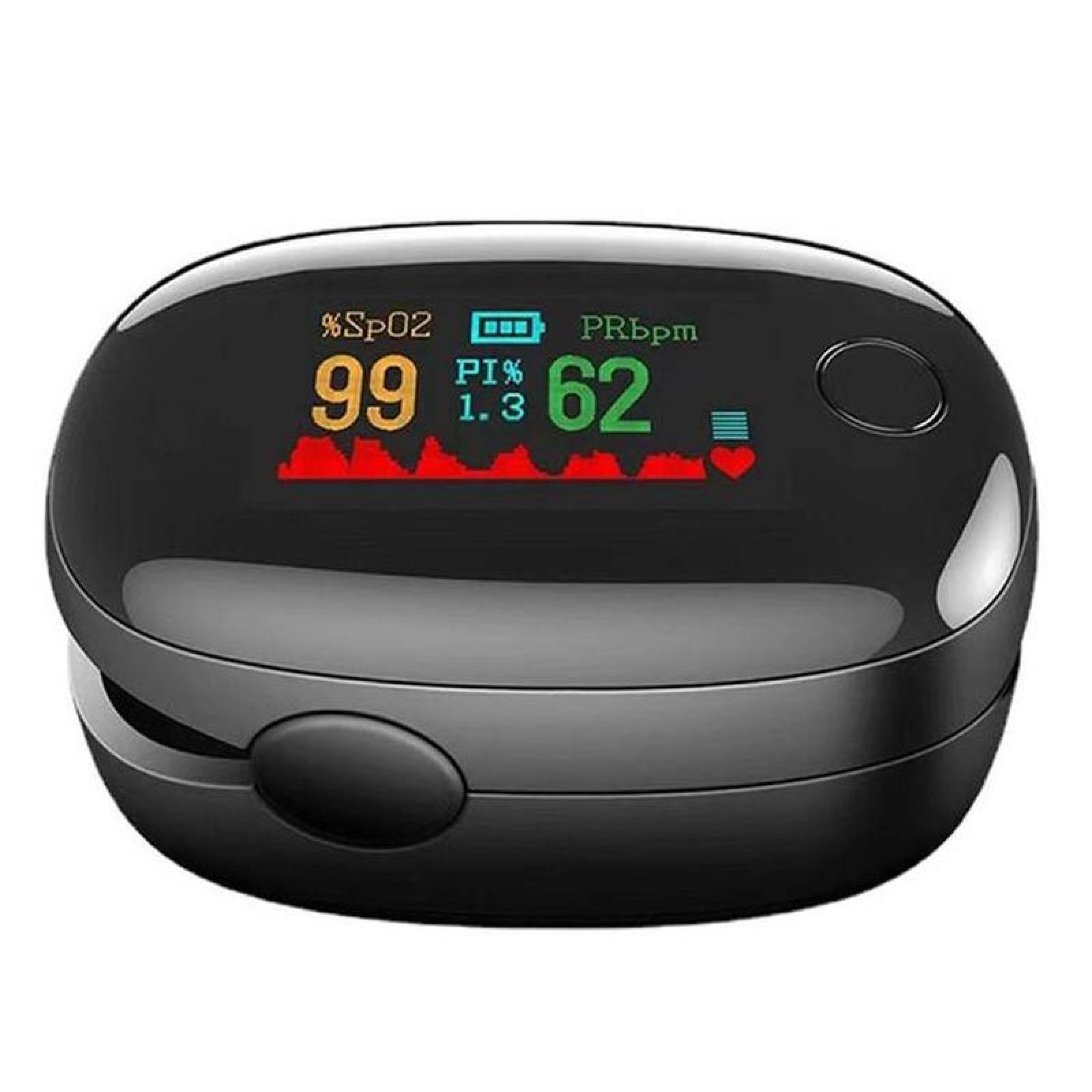 Tensiómetro de dedo MXOXB-003-8 3 pzas Negro Rango de Medición 70porciento -99porciento Spo2 30BPM-240BPM mas menos 2BPM o mas menos 2porciento PR 2xAAA No Incluidas OxiPulseBlack