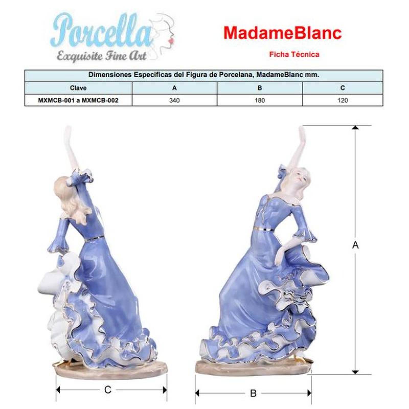 Figura Inspira Europea Porcelana MXMCB-001-10 1pza 18x34x12cm Frente x Alto x Fondo Porcelana Artesanal MadameBlanc