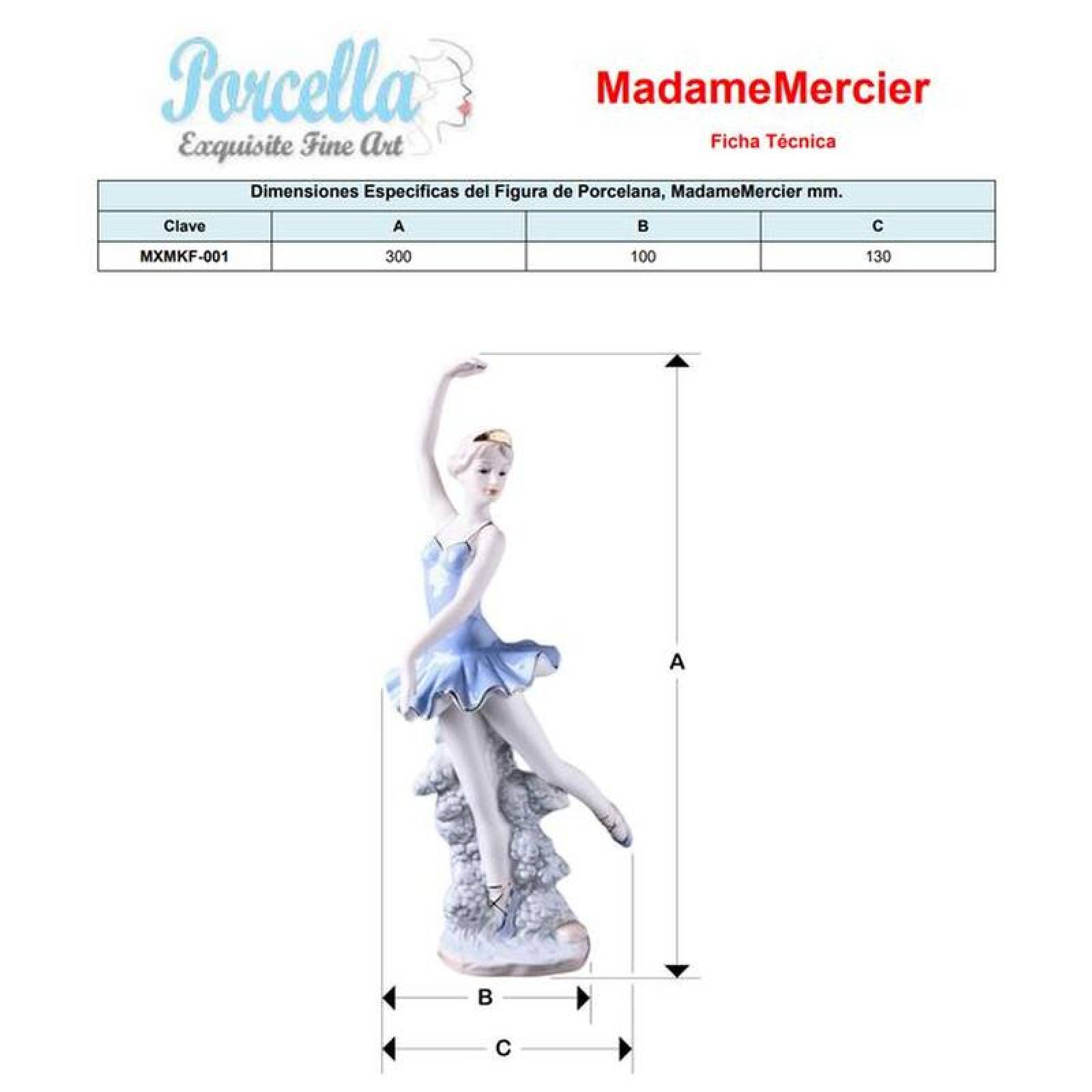 Figura de porcelana mujer MXMKF-001-7 1pza 12x30x12cm Frente x Alto x Fondo Porcelana Artesanal MadameMercier