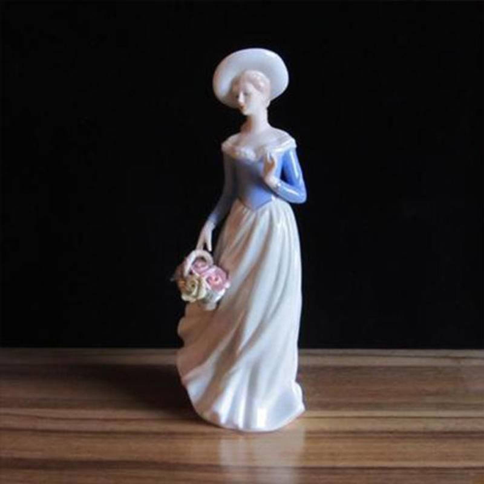 Figura mujer pintada MXMMZ-001-6 1pza 12x30x12cm Frente x Alto x Fondo Porcelana Artesanal MadameLambert