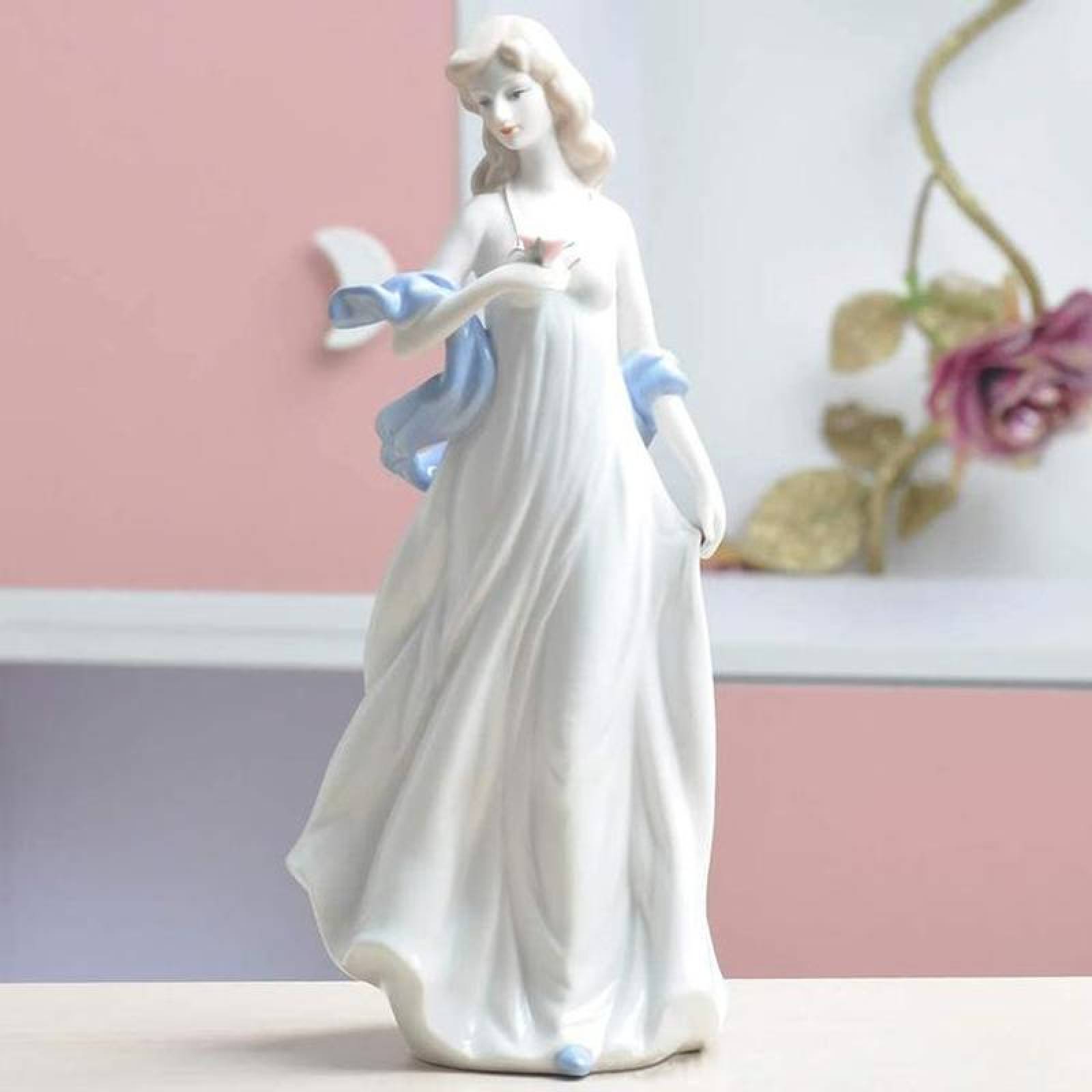 Figura cerámica única mujer MXMWJ-001-10 1pza 12x30x12cm Frente x Alto x Fondo Porcelana Artesanal MadameToussaint