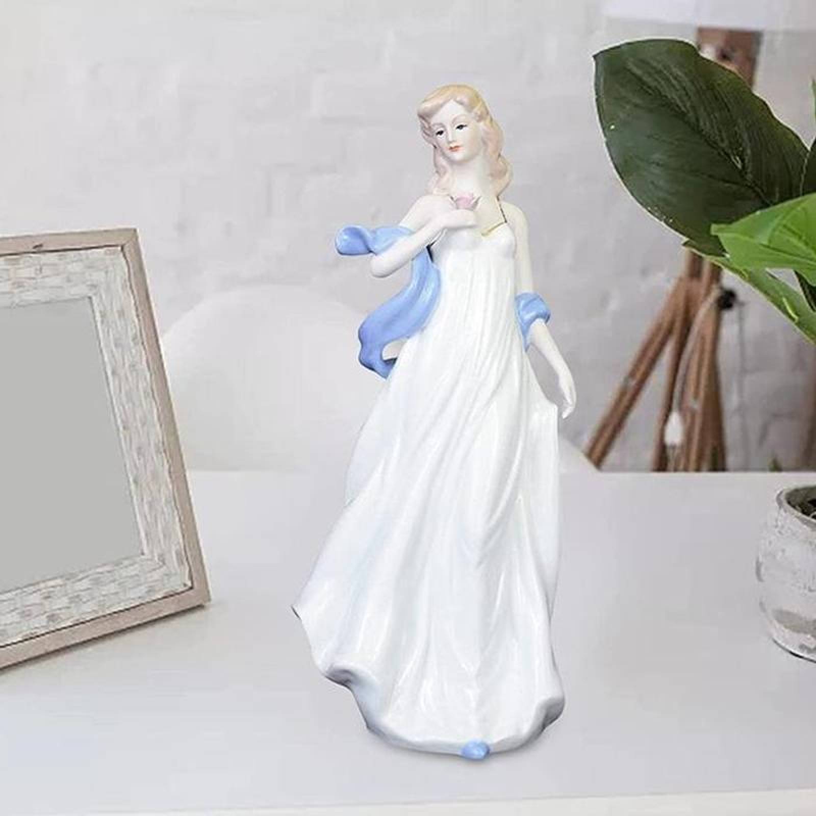 Figura artística de mujer MXMWJ-001-12 1pza 12x30x12cm Frente x Alto x Fondo Porcelana Artesanal MadameToussaint