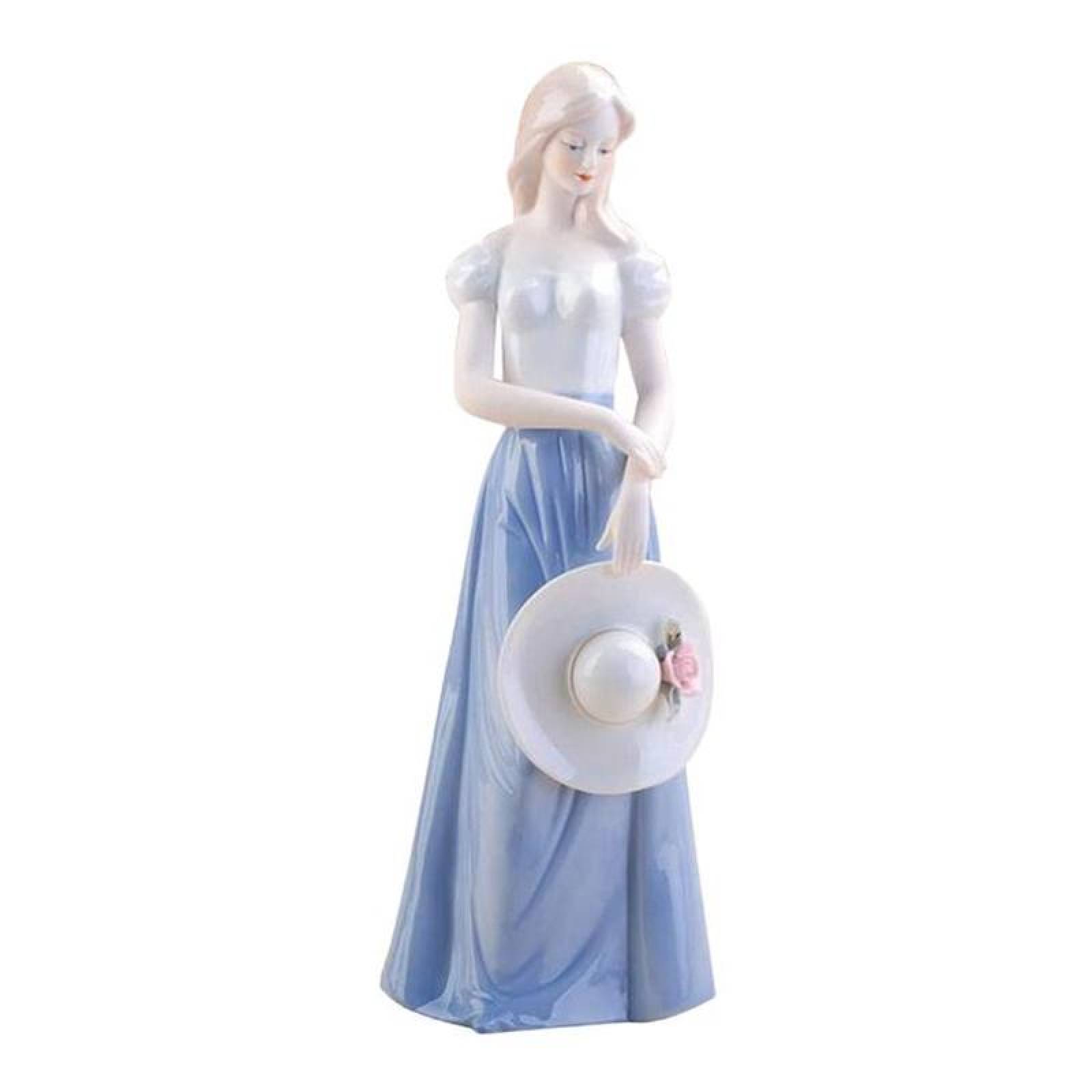 Figura de mujer elegante MXMWP-001-7 1pza 12x30x12cm Frente x Alto x Fondo Porcelana Artesanal MadameRousseau