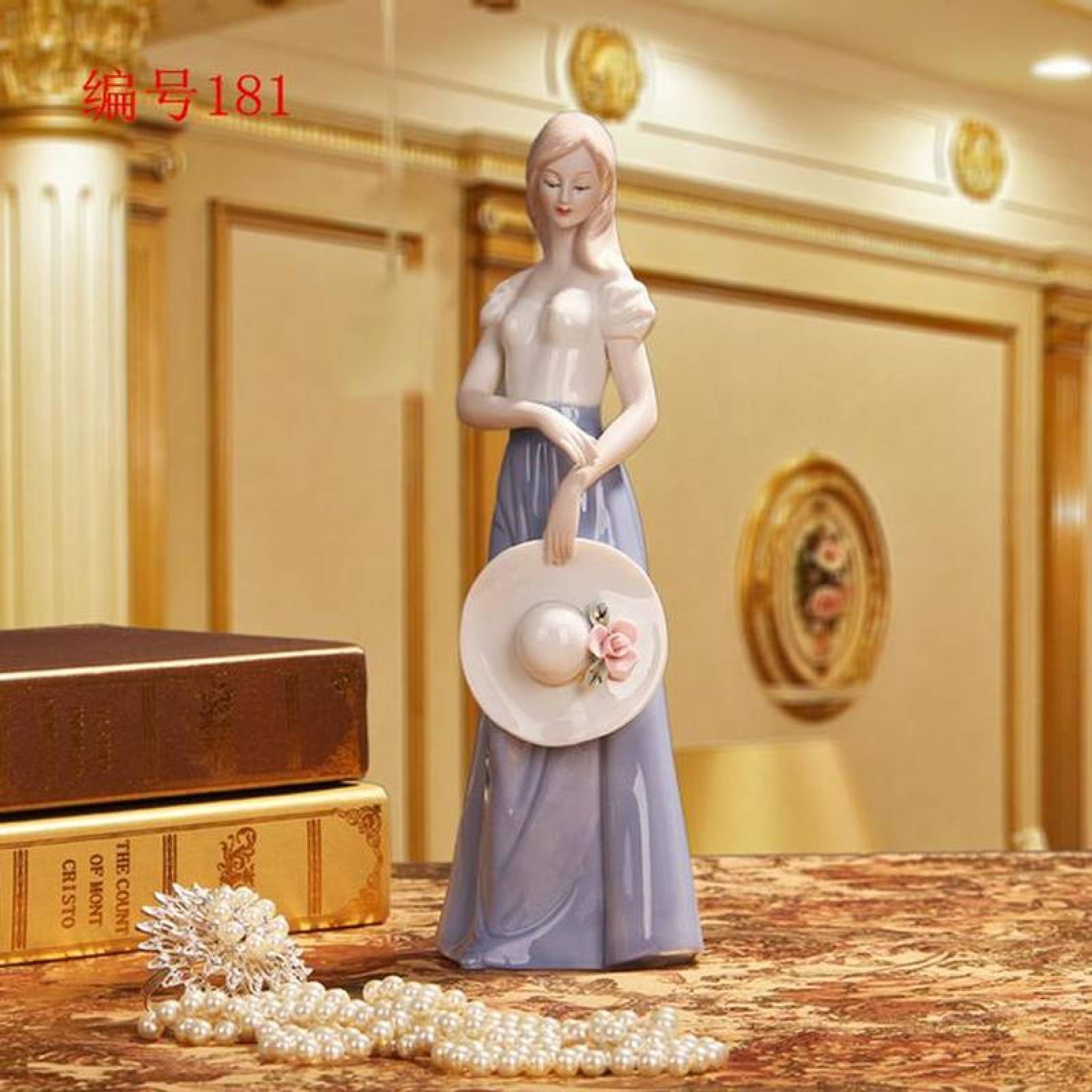 Figura de mujer elegante MXMWP-001-7 1pza 12x30x12cm Frente x Alto x Fondo Porcelana Artesanal MadameRousseau