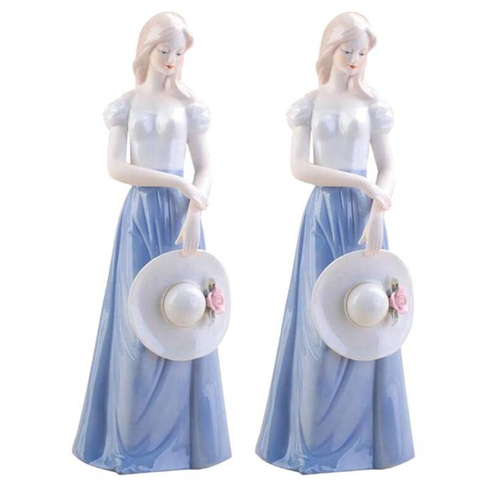 Figura artística mujer MXMWP-002-10 2pzas 12x30x12cm Frente x Alto x Fondo Porcelana Artesanal MadameRousseau