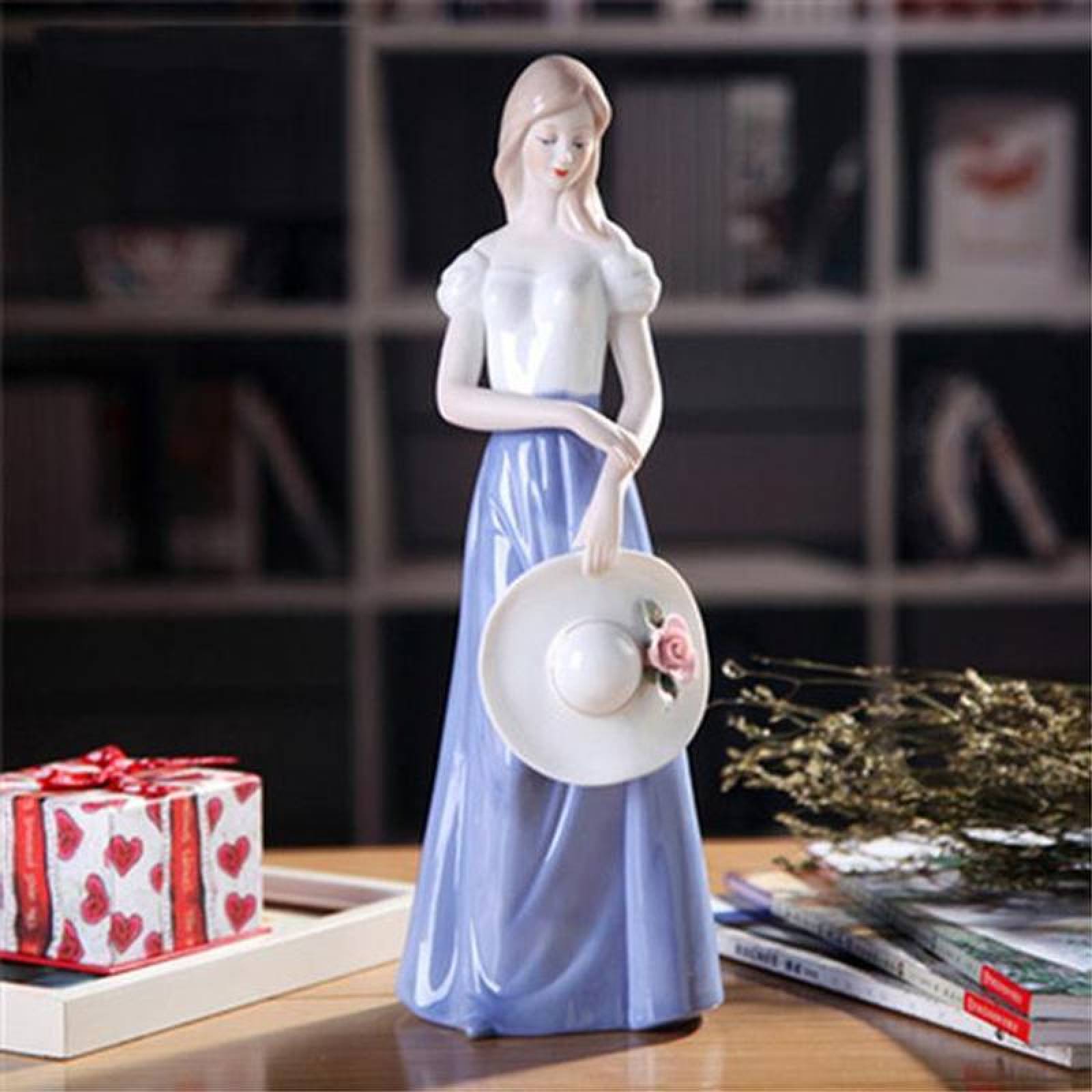 Figura artística mujer MXMWP-002-10 2pzas 12x30x12cm Frente x Alto x Fondo Porcelana Artesanal MadameRousseau