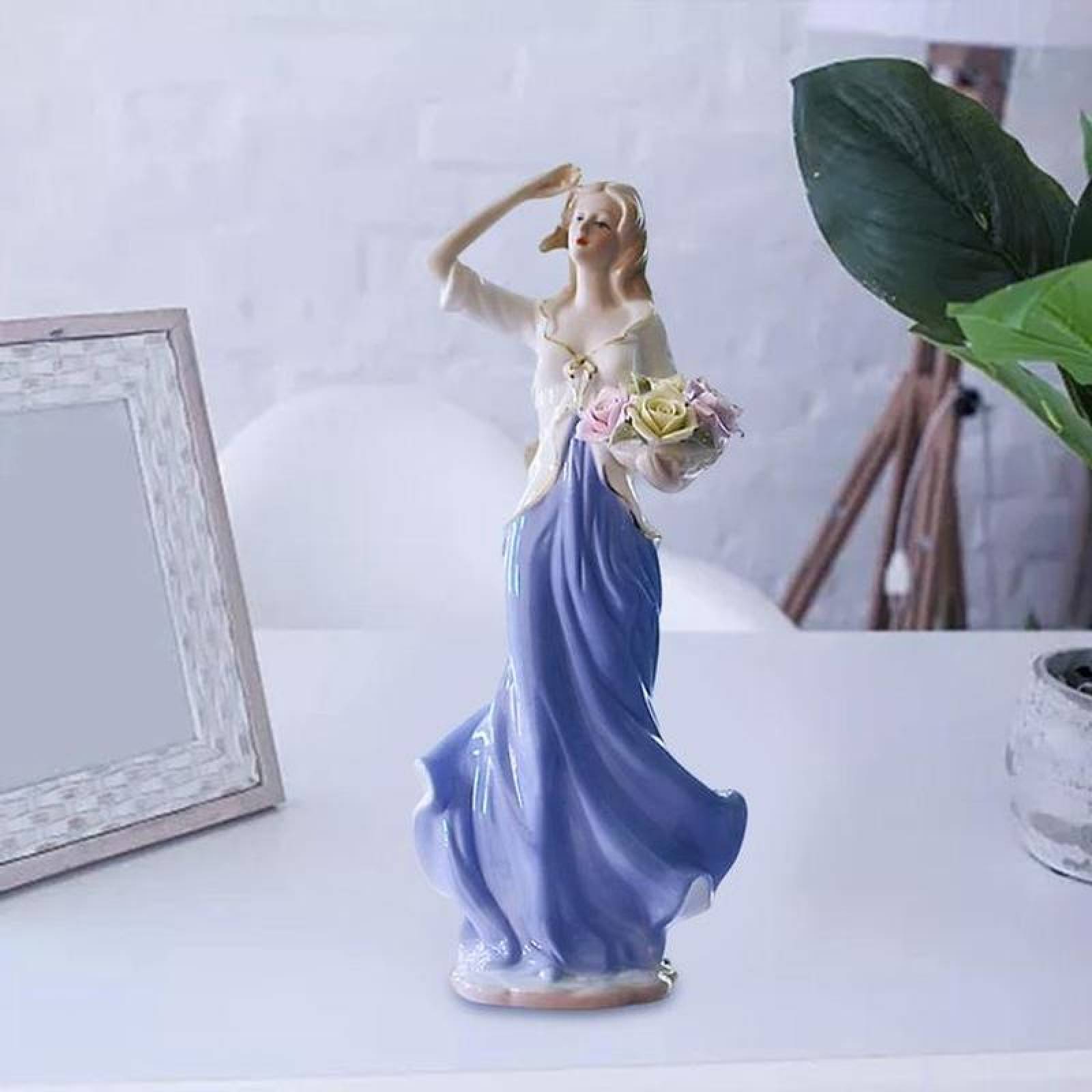 Figura cerámica única mujer MXMWW-002-6 2pzas 12x30x12cm Frente x Alto x Fondo Porcelana Artesanal MadameGirard