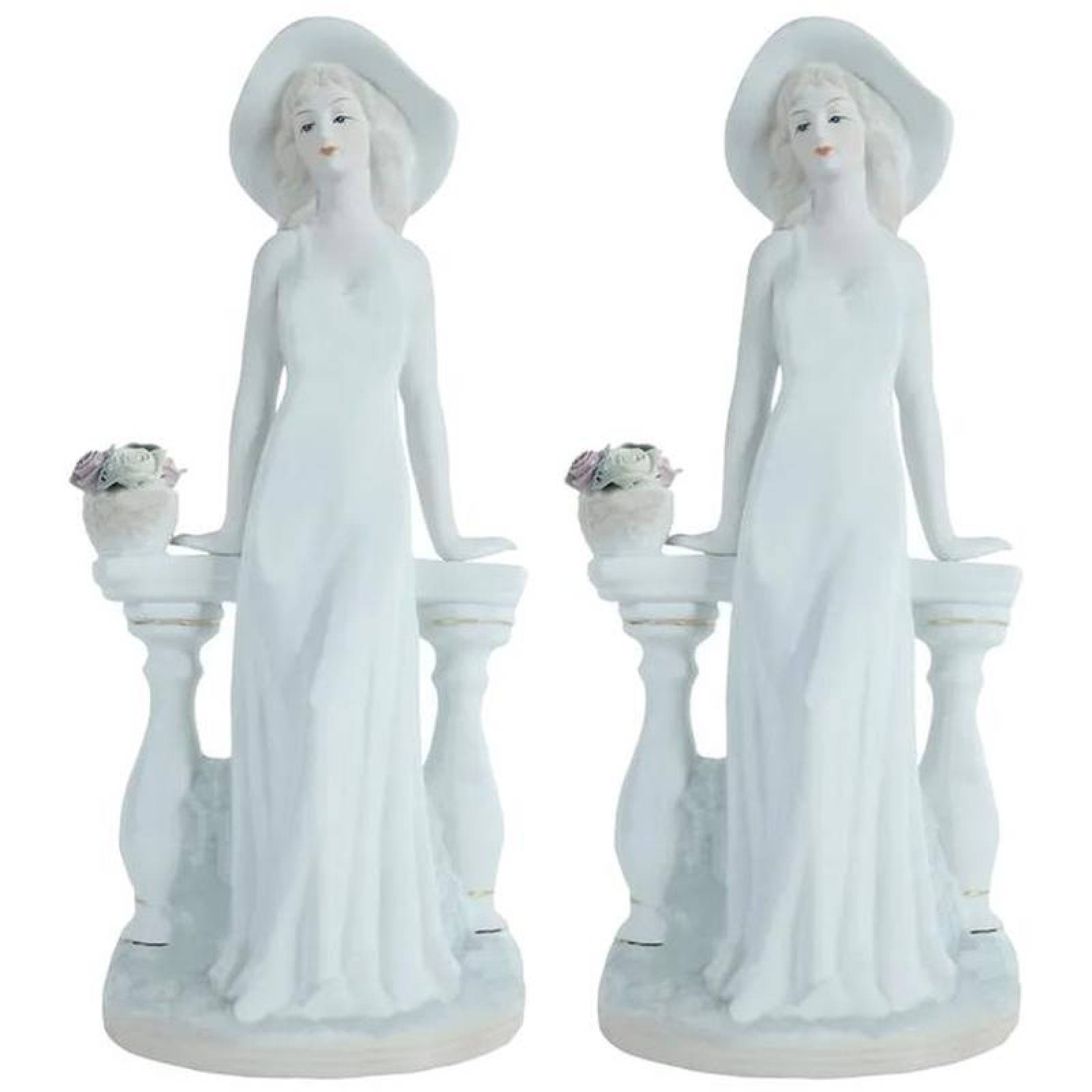 Figura cerámica pintada MXMZK-002-12 2pzas 12x30x12cm Frente x Alto x Fondo Porcelana Artesanal MadameLaurent