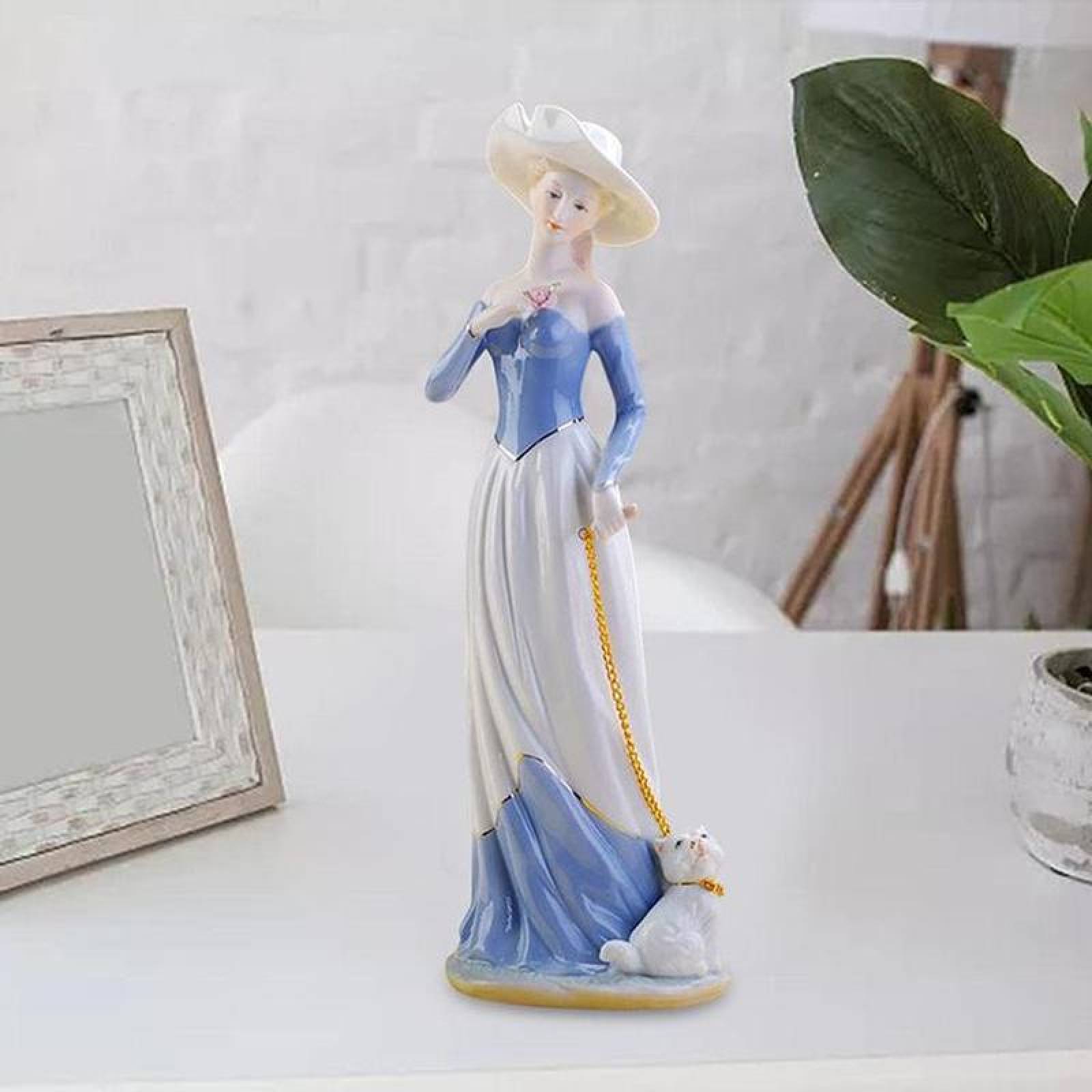 Figura mujer pintada MXTDM-001-10 1pza 12x30x12cm Frente x Alto x Fondo Porcelana Artesanal MadameDupont