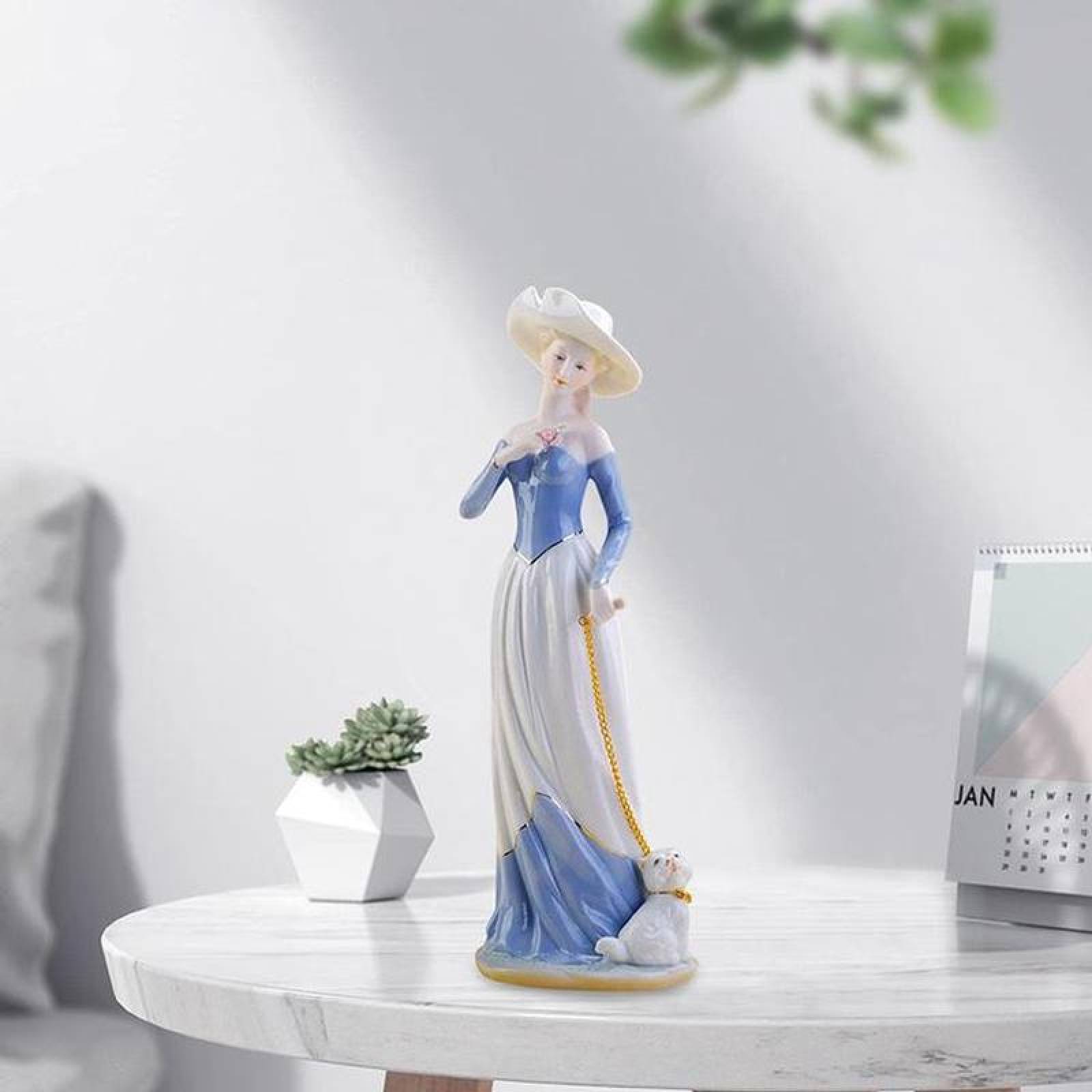 Figura mujer pintada MXTDM-001-10 1pza 12x30x12cm Frente x Alto x Fondo Porcelana Artesanal MadameDupont