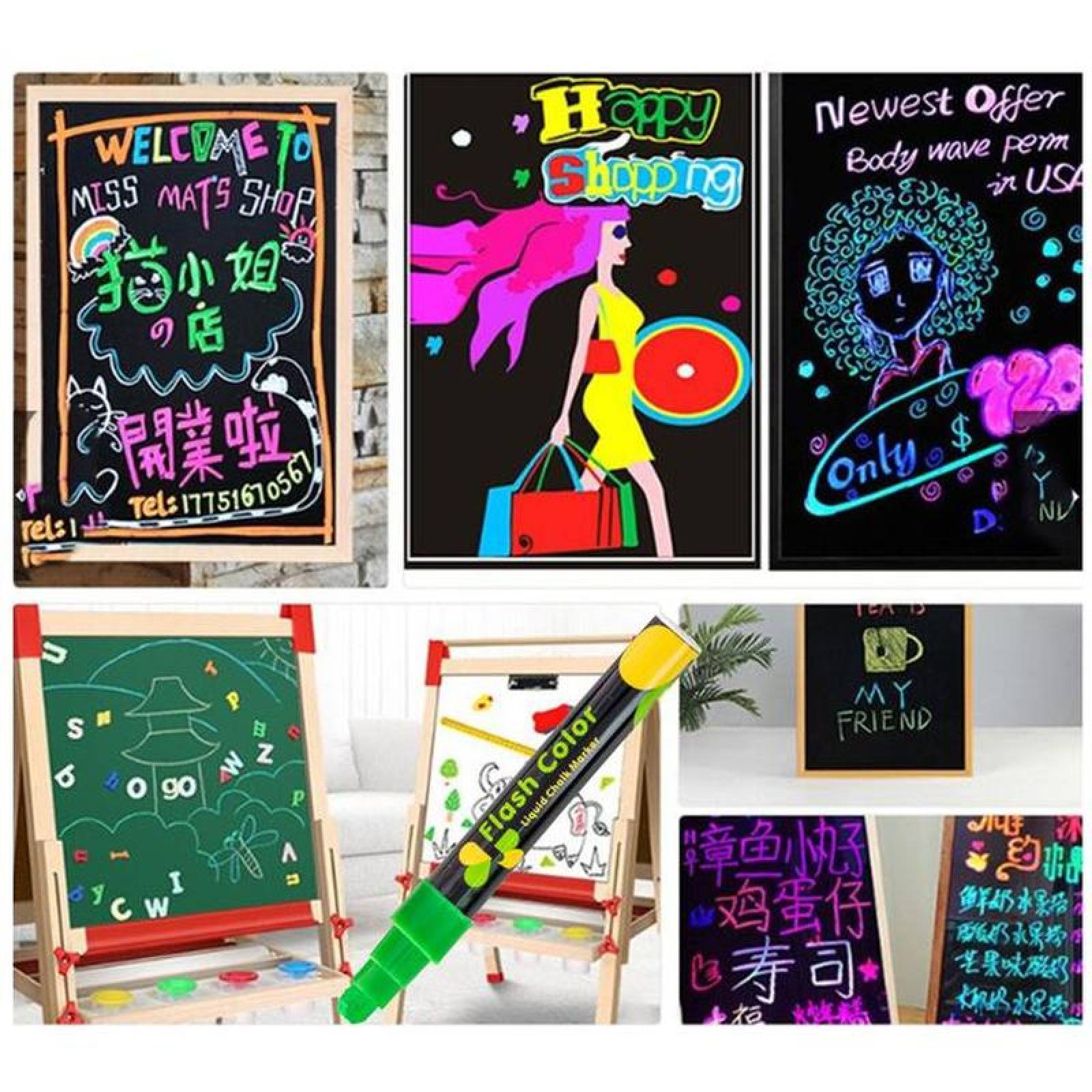 Marcadores para Vidrio Borrables MXMQG-002-1 2 Pzas Verde Neon Marcador para Pizarrón Punta redonda mediana, ChalkyGreen