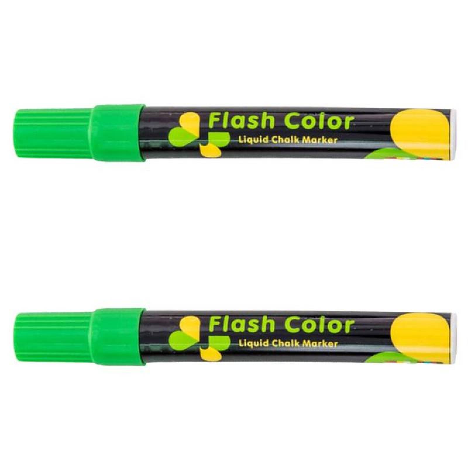 Marcadores para Cristal Borrables MXMQG-002-4 2 Pzas Verde Neon Marcador para Pizarrón Punta redonda mediana, ChalkyGreen