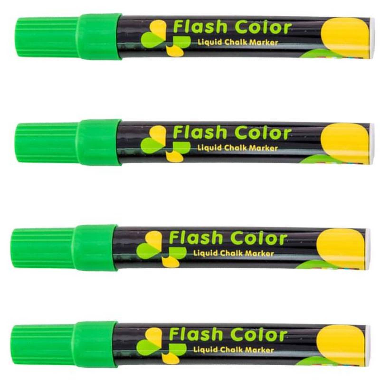 Marcador Plumon Neon Borrable MXMQG-004-2 4 Pzas Verde Neon Marcador para Pizarrón Punta redonda mediana, ChalkyGreen