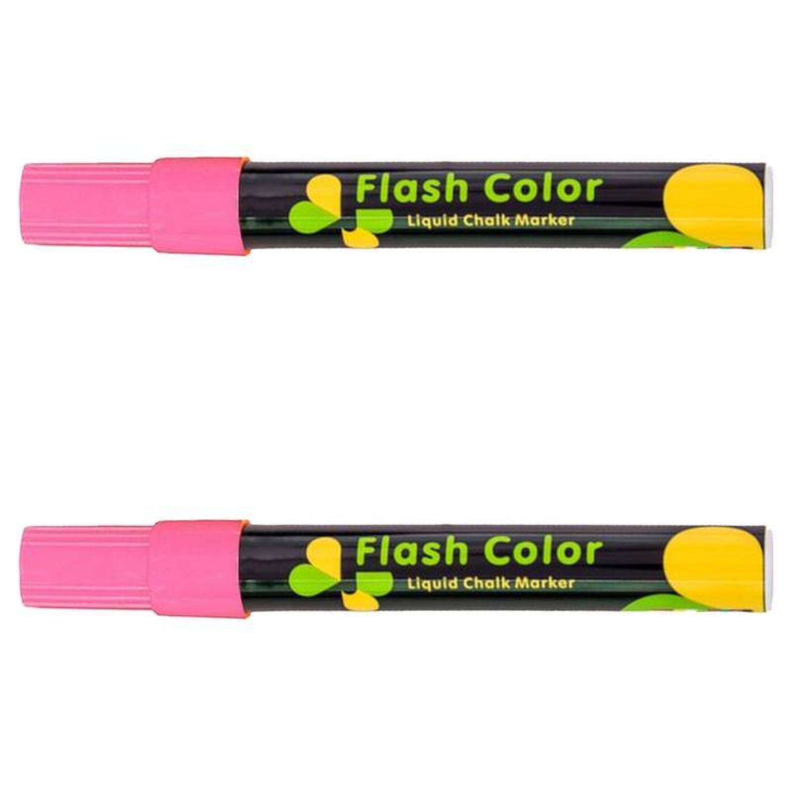 Plumon de Cristal Color Rosa MXMQK-002-3 2 Pzas Rosa Neon Marcador para Pizarrón Punta redonda mediana, ChalkyPink
