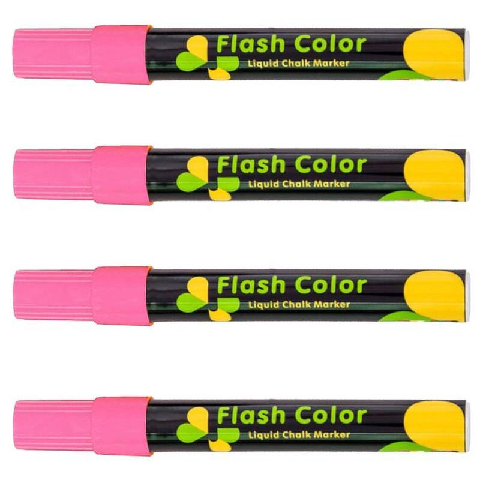 Plumones para Pizarrón MXMQK-004-5 4 Pzas Rosa Neon Marcador para Pizarrón Punta redonda mediana, ChalkyPink