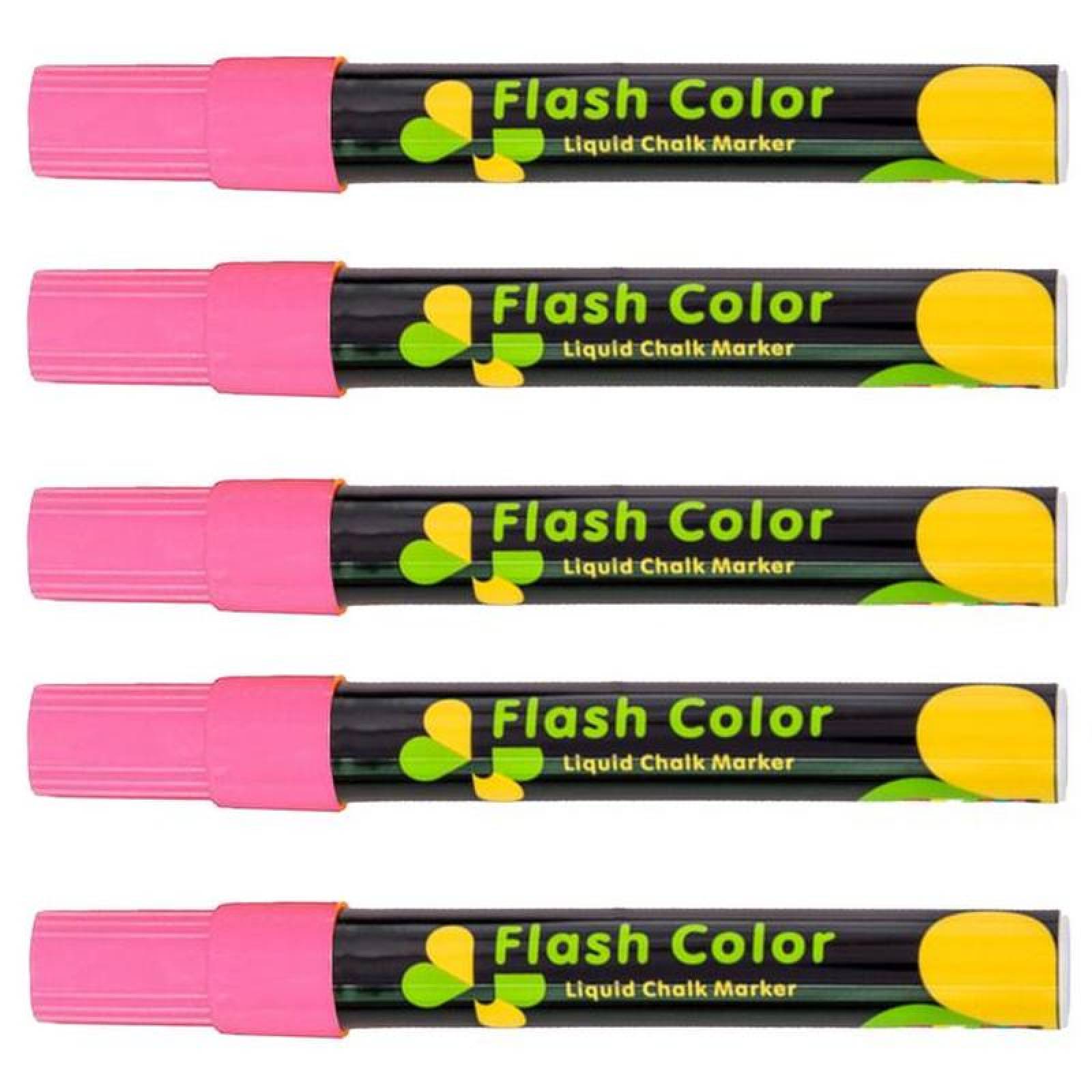 Marcadores para Cristal Borrables MXMQK-005-4 5 Pzas Rosa Neon Marcador para Pizarrón Punta redonda mediana, ChalkyPink