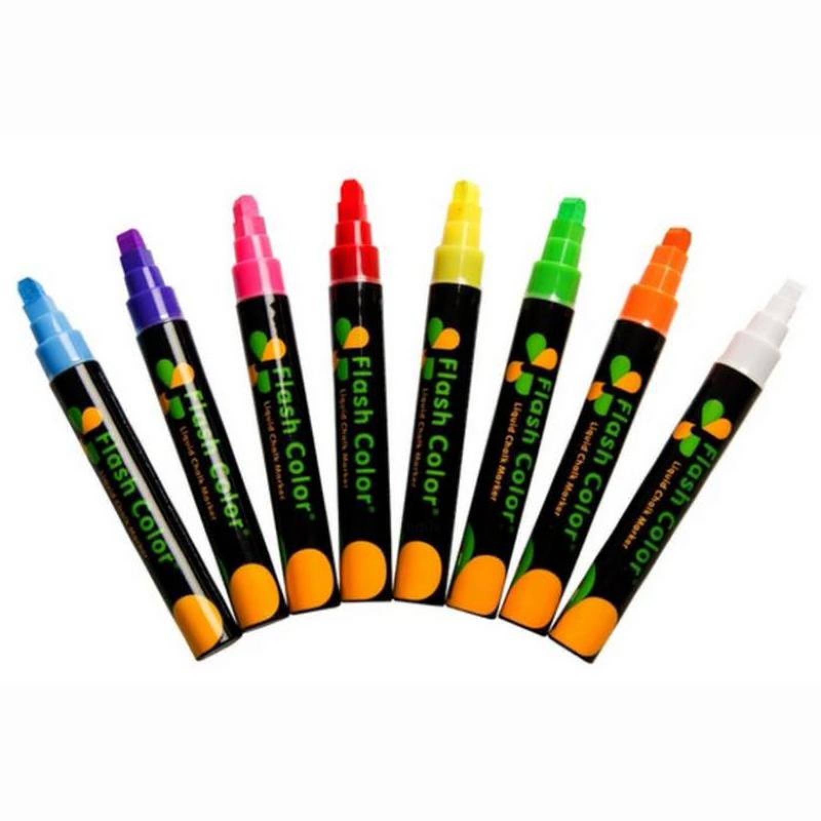 Plumones Colores Neon MXMQW-005-2 5 Pzas Blanco Neon Marcador para Pizarrón Punta redonda mediana, ChalkyWhite