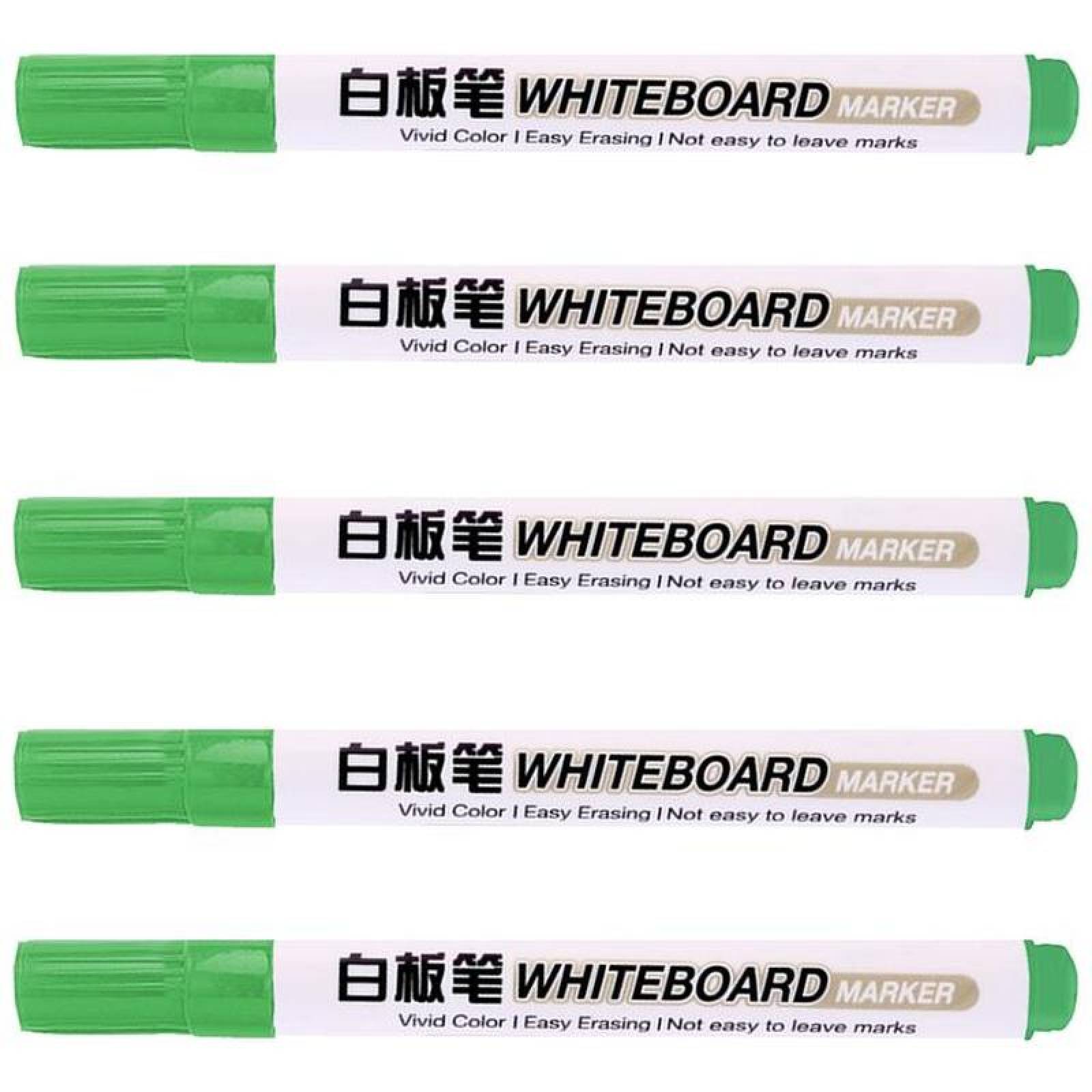 Plumon Color Verde MXMRA-005-3 5 Pzas Verde Marcador para Pizarrón Punta redonda mediana, MarkerGreen