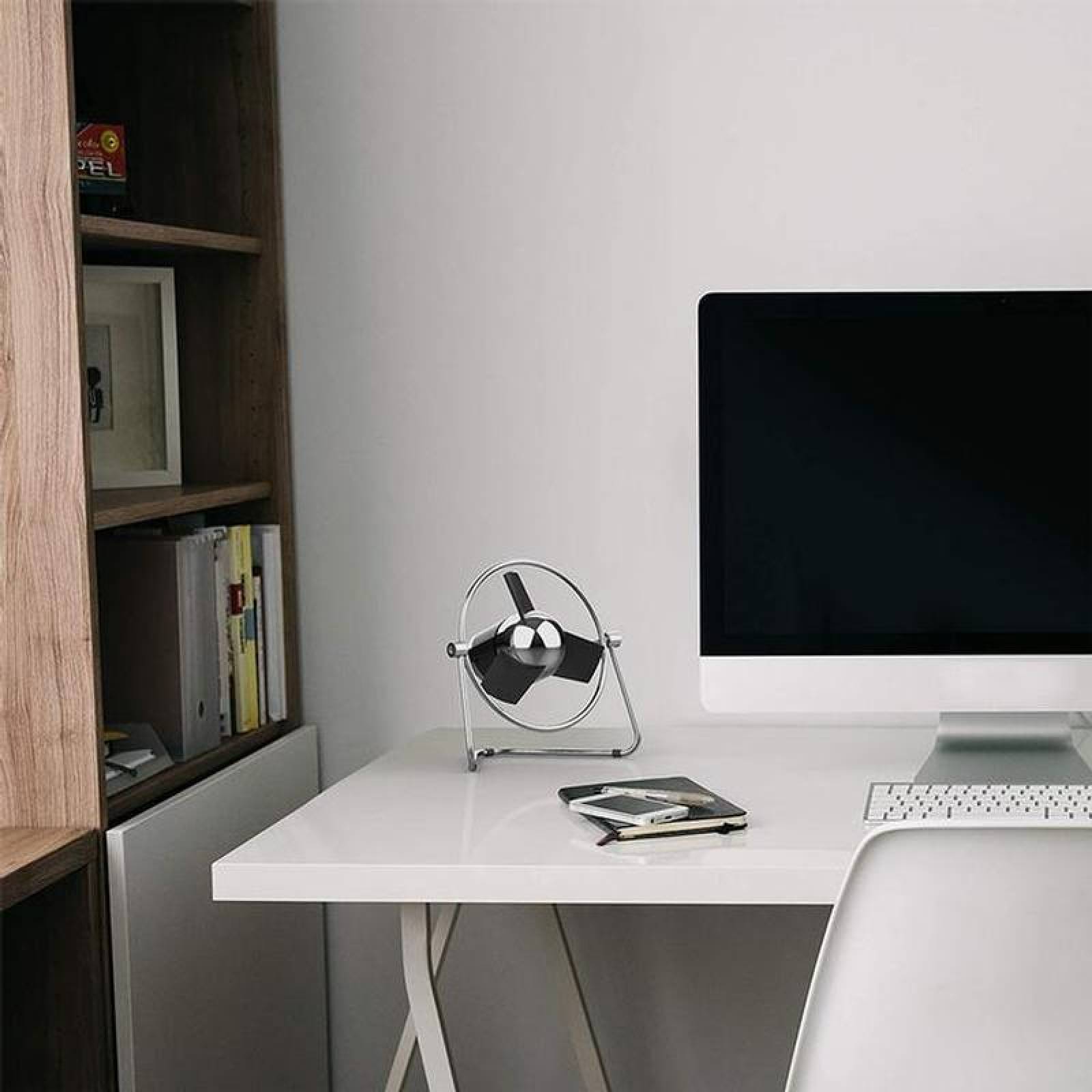 Soplador Diseño Moderno MXLBC-005-1 5Pzas 5" Diámetro Cromo USB y Clavija 127V 2 Velocidades Ventilador de Escritorio, LuxaBreezeChrome