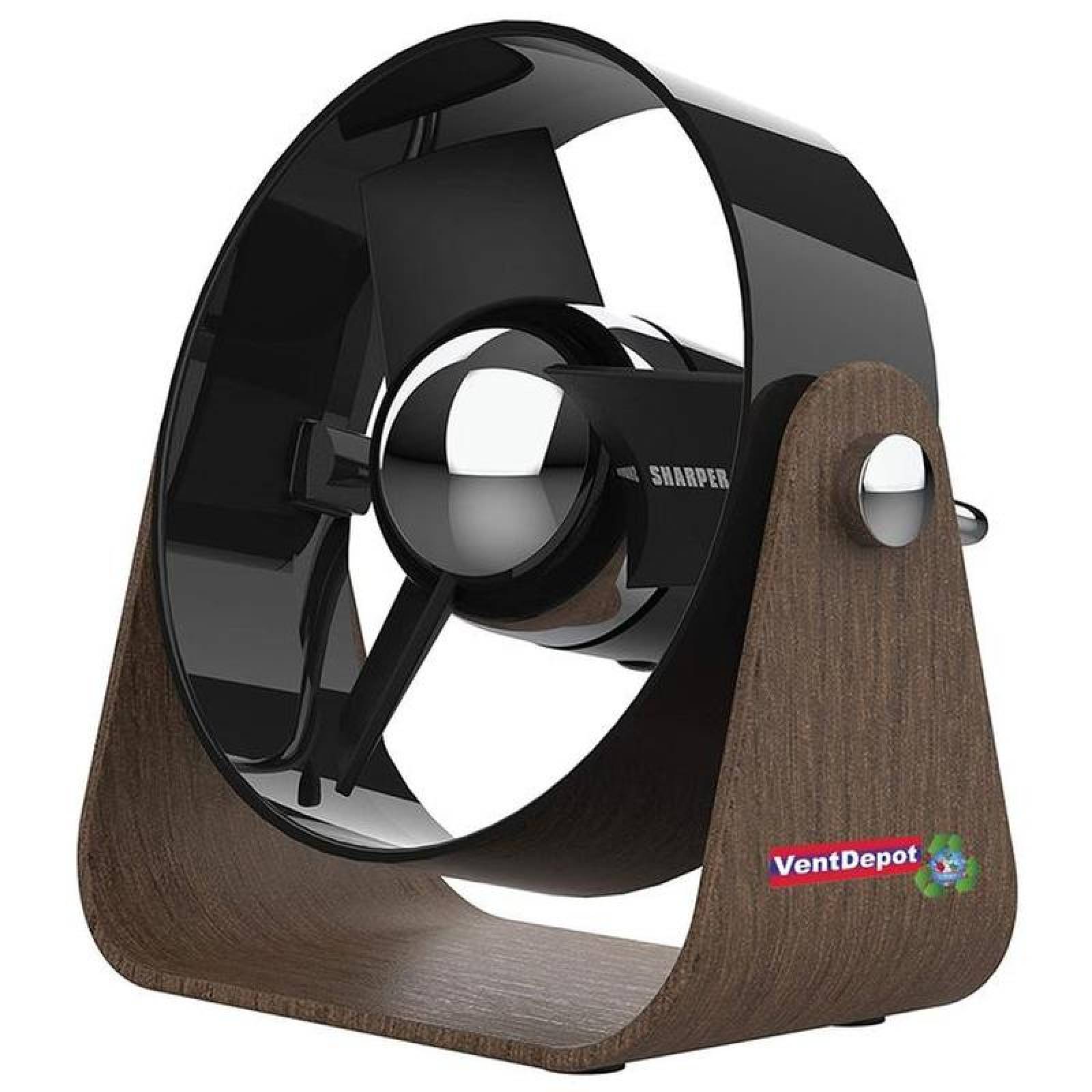 Ventilador Aire Diseño Moderno MXLBN-001-2 1Pza 5" Diámetro CaféNegro USB y Clavija 127V 2 Velocidades Ventilador de Escritorio, LuxaBreezeBlack