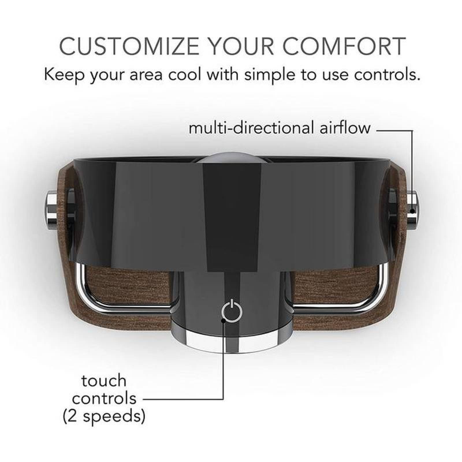 Ventilador Aire Diseño Moderno MXLBN-001-2 1Pza 5" Diámetro CaféNegro USB y Clavija 127V 2 Velocidades Ventilador de Escritorio, LuxaBreezeBlack