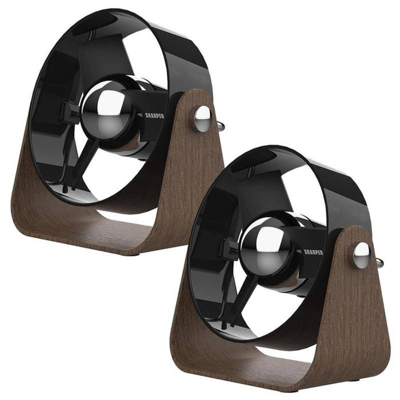 Ventilador Aire Restaurante MXLBN-002-1 2Pzas 5" Diámetro CaféNegro USB y Clavija 127V 2 Velocidades Ventilador de Escritorio, LuxaBreezeBlack