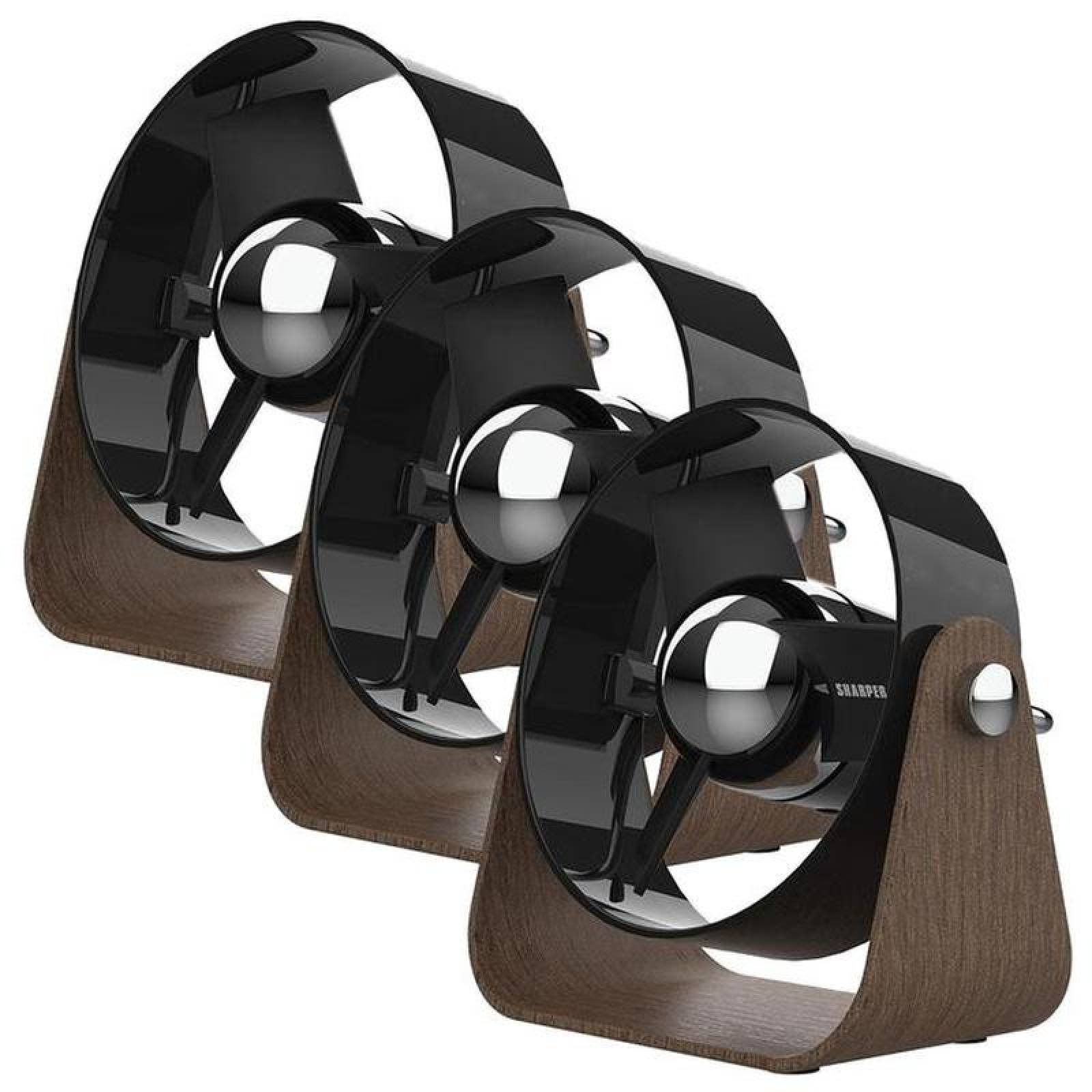 Soplador Aire Portatil MXLBN-003-5 3Pzas 5" Diámetro CaféNegro USB y Clavija 127V 2 Velocidades Ventilador de Escritorio, LuxaBreezeBlack