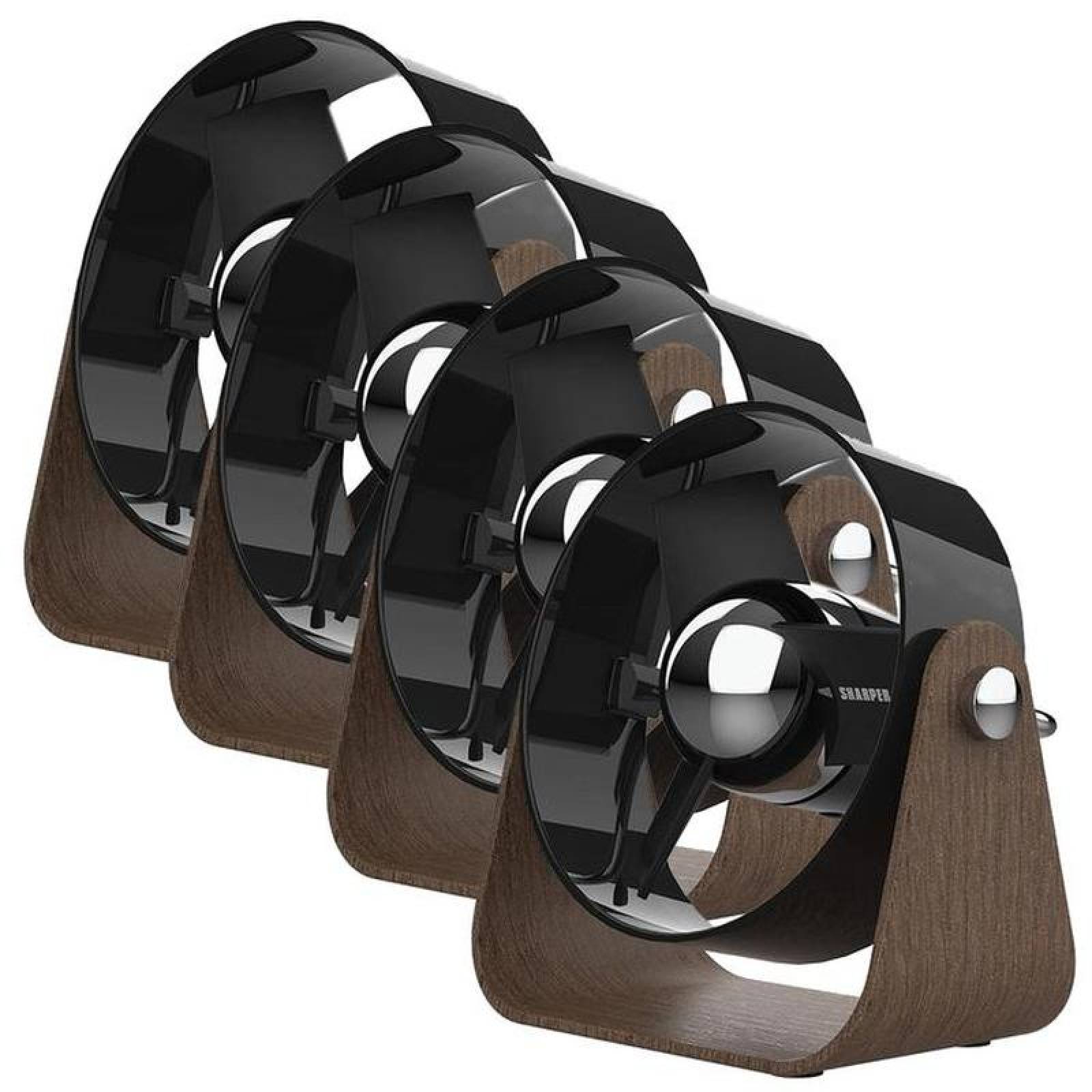 Ventilador Interiorismo MXLBN-004-6 4Pzas 5" Diámetro CaféNegro USB y Clavija 127V 2 Velocidades Ventilador de Escritorio, LuxaBreezeBlack