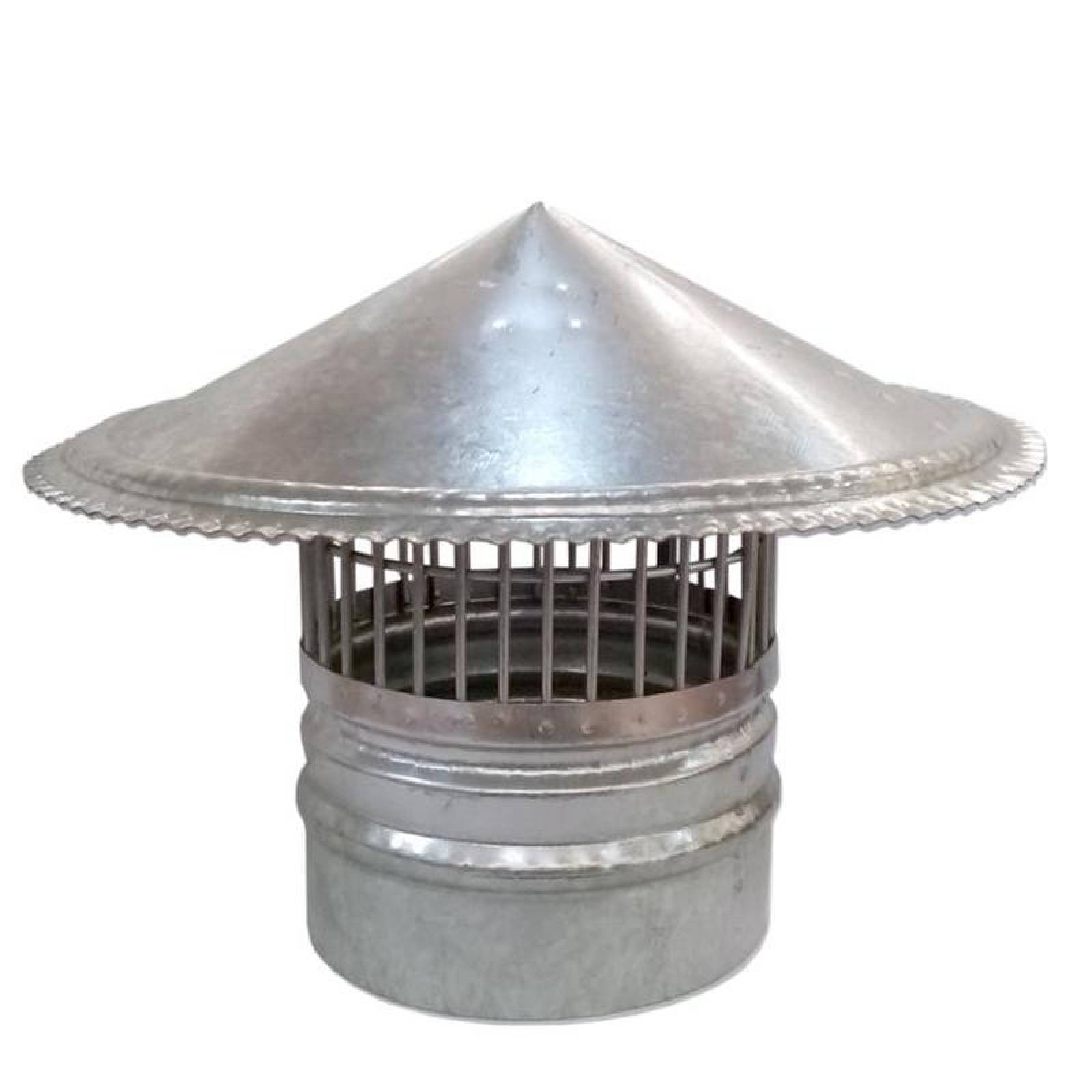 Sombrero Chino Ducto de Lamina MXRSM-015 32" Diámetro Terminación Vertical Galvanizado Malla Electrosoldada C,20 Unión CopleNiple RedoSombrerete