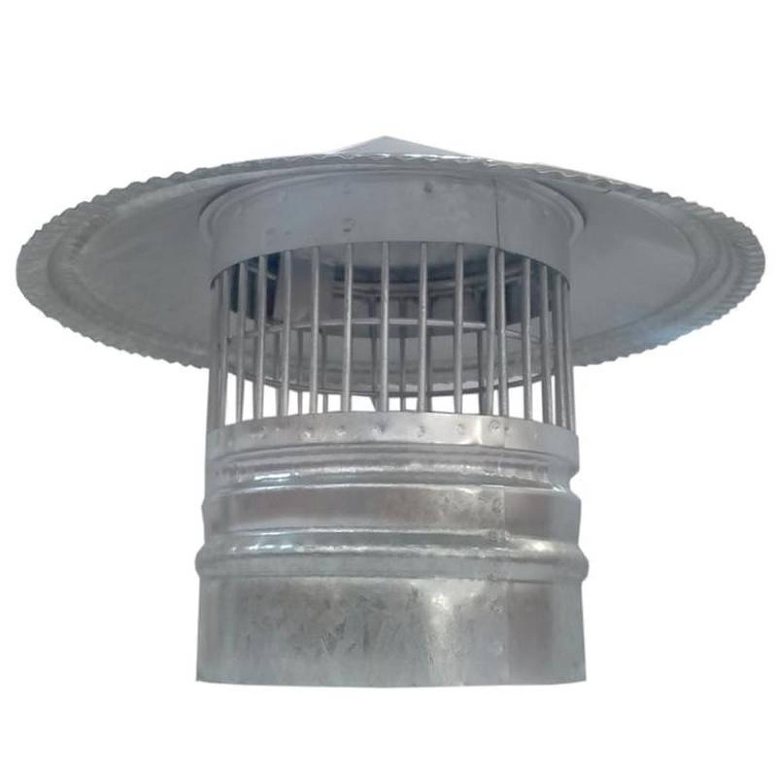 Sombrero Chino Ducto de Lamina MXRSM-015 32" Diámetro Terminación Vertical Galvanizado Malla Electrosoldada C,20 Unión CopleNiple RedoSombrerete