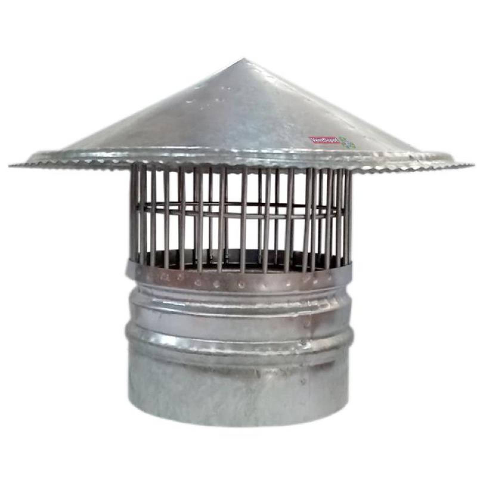 Sombrero Chino Ducto con Malla MXRSM-016 34" Diámetro Terminación Vertical Galvanizado Malla Electrosoldada C,20 Unión CopleNiple RedoSombrerete