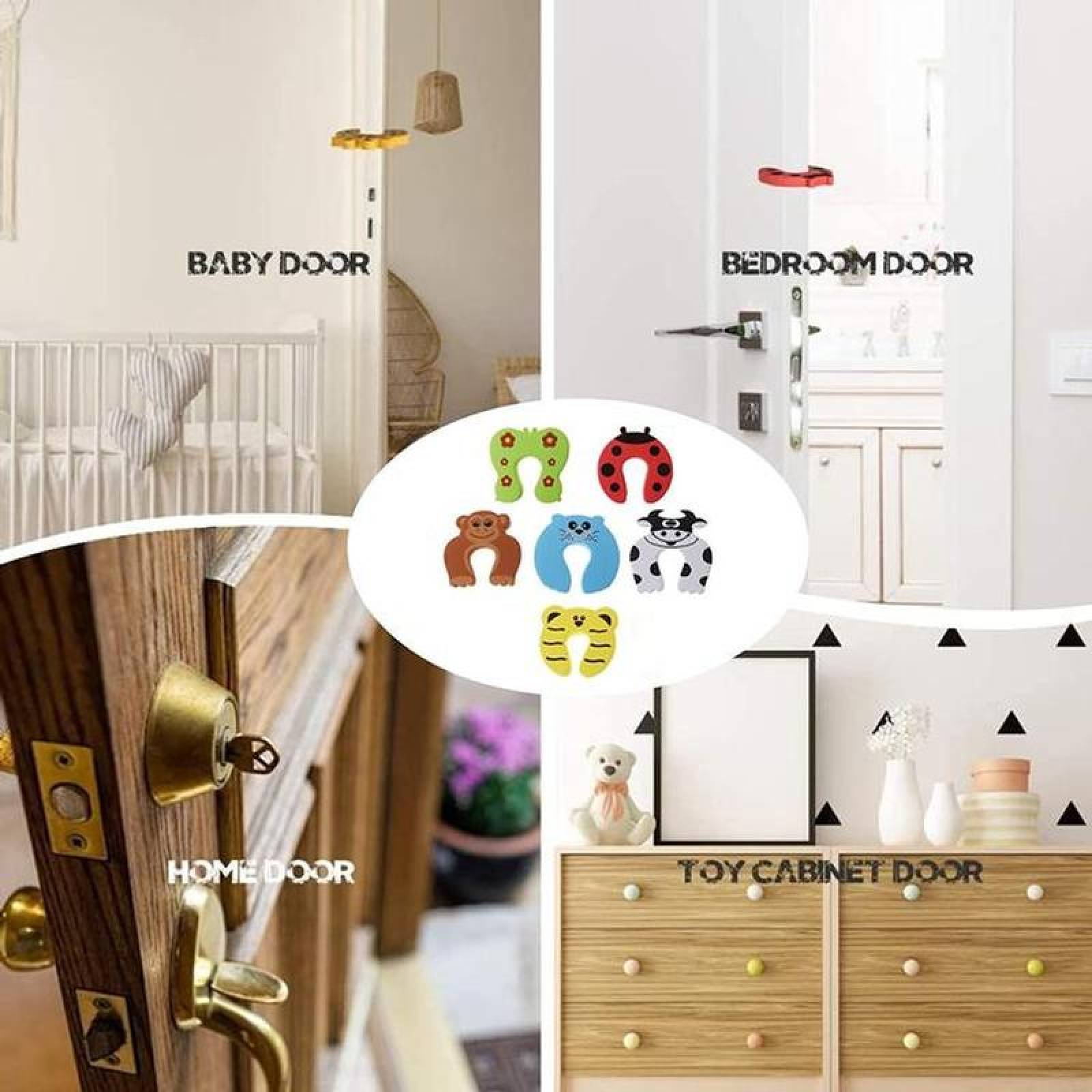 Topes Animales para puertas MXDOF-004-6 28 Pzas 28 Diseños Diferentes al Azar Espesor 1,2cm Espuma Eva, DoorFig