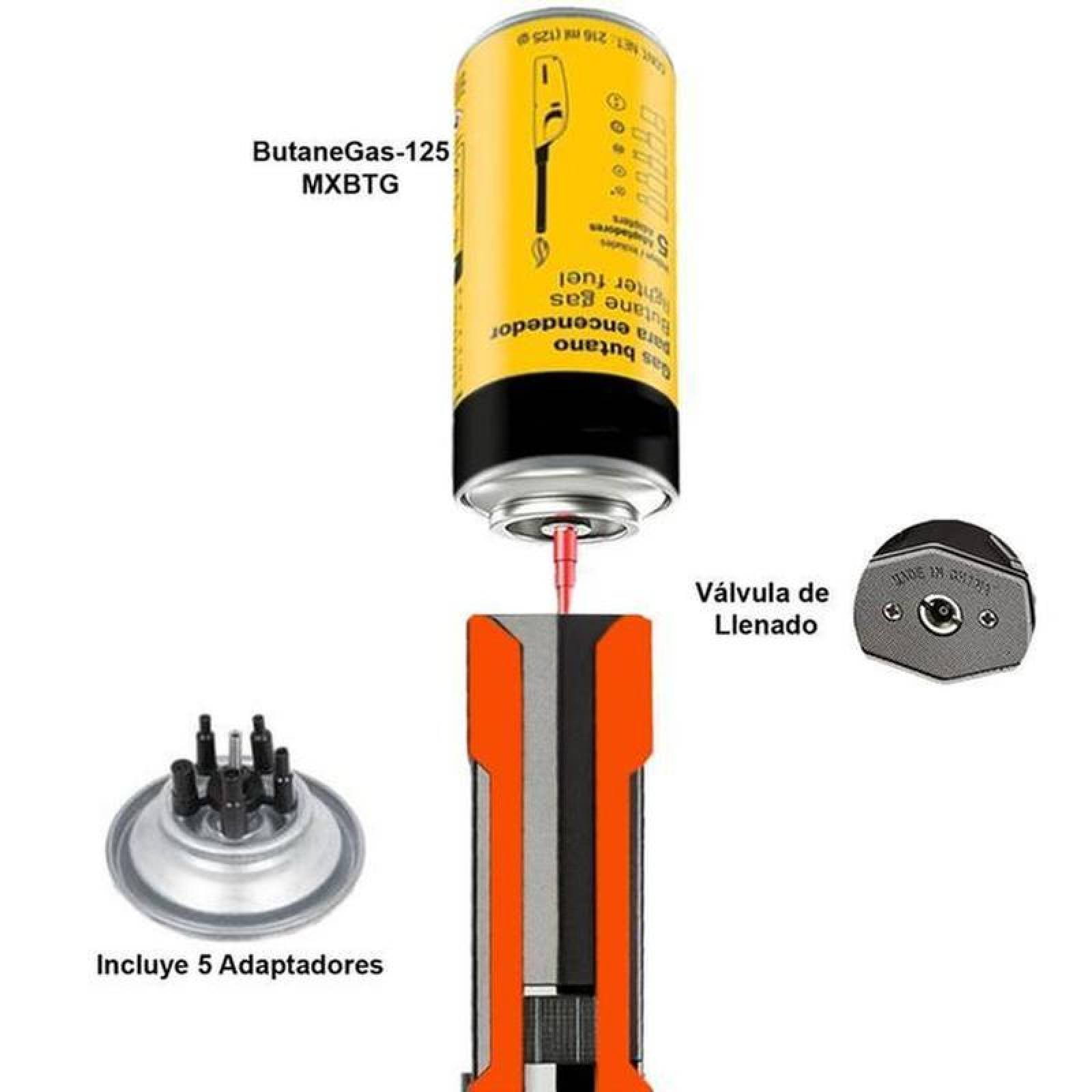 Encendedor Compacto Ligero MXLPG-001-2 1 Pza NaranjaNegro Recargable Metal Gas Butano, LighterProOrange