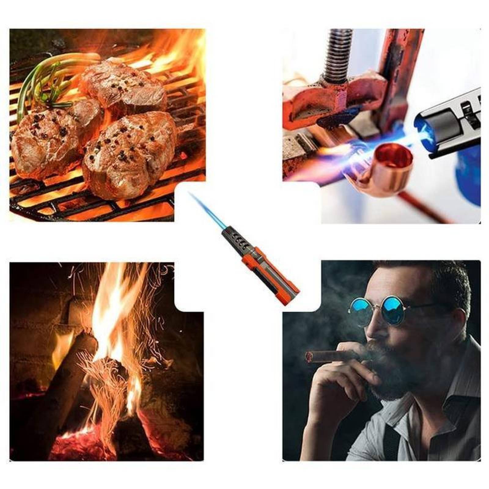 Encendedores de Moda MXLPG-002-4 2 Pzas NaranjaNegro Recargable Metal Gas Butano, LighterProOrange