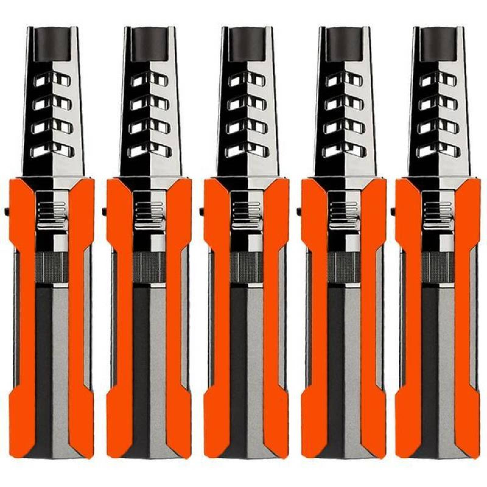 Mechero Encendedor Multifuncional MXLPG-005-6 5 Pzas NaranjaNegro Recargable Metal Gas Butano, LighterProOrange