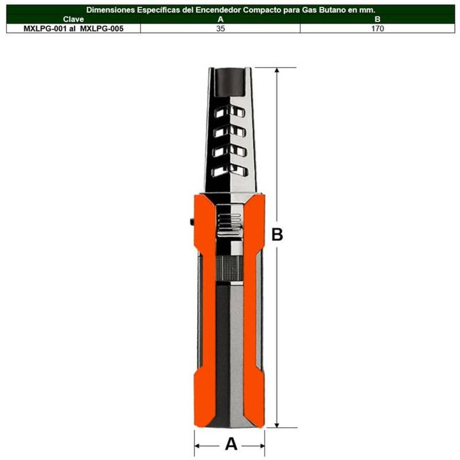 Mechero Encendedor Multifuncional MXLPG-005-6 5 Pzas NaranjaNegro Recargable Metal Gas Butano, LighterProOrange