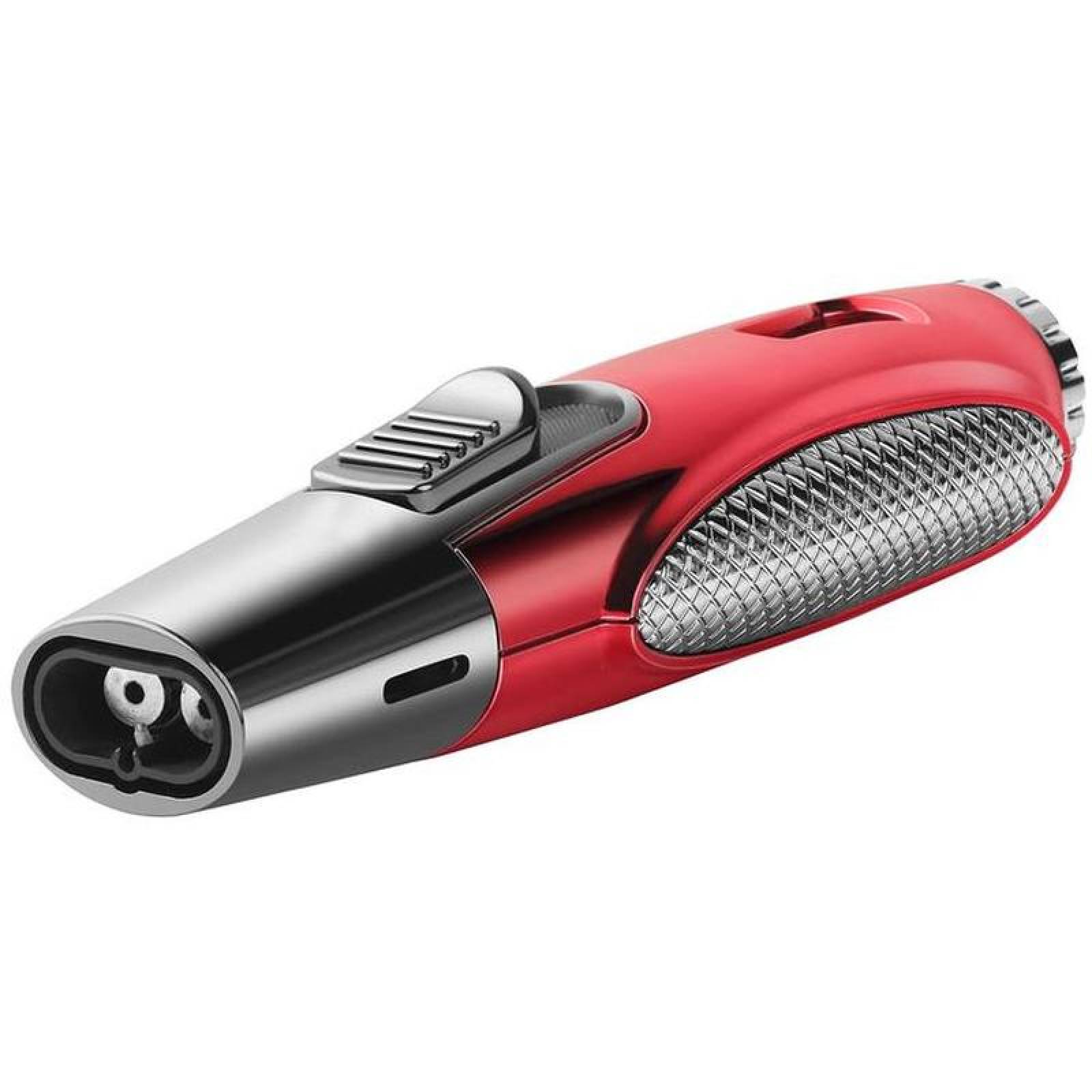 Encendedor con 2 Mechas MXLUR-001-3 1 Pza Rojo Recargable Metal Gas Butano, TorchPlusRed