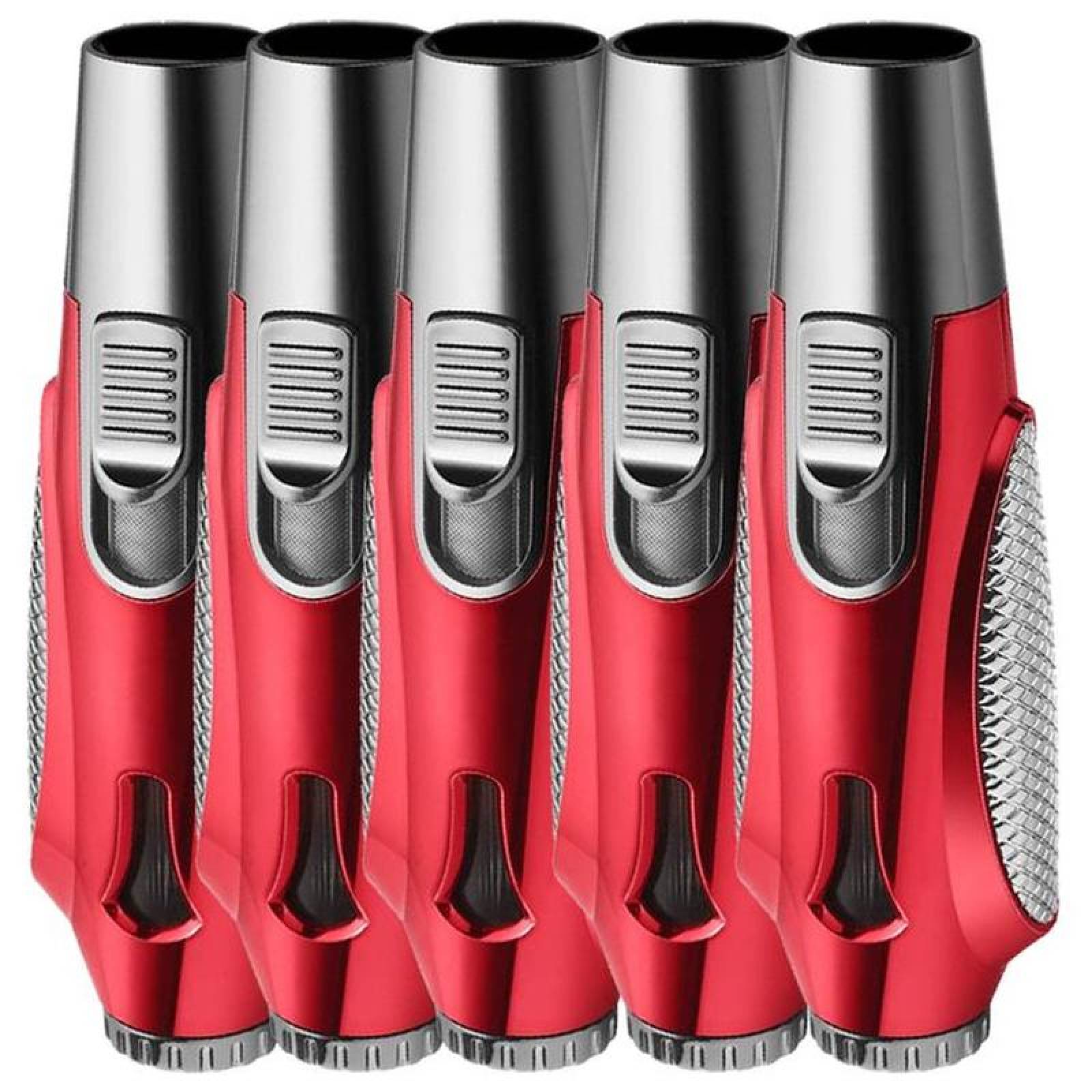 Mechero Encendedor de Gas MXLUR-005-3 5 Pzas Rojo Recargable Metal Gas Butano, TorchPlusRed