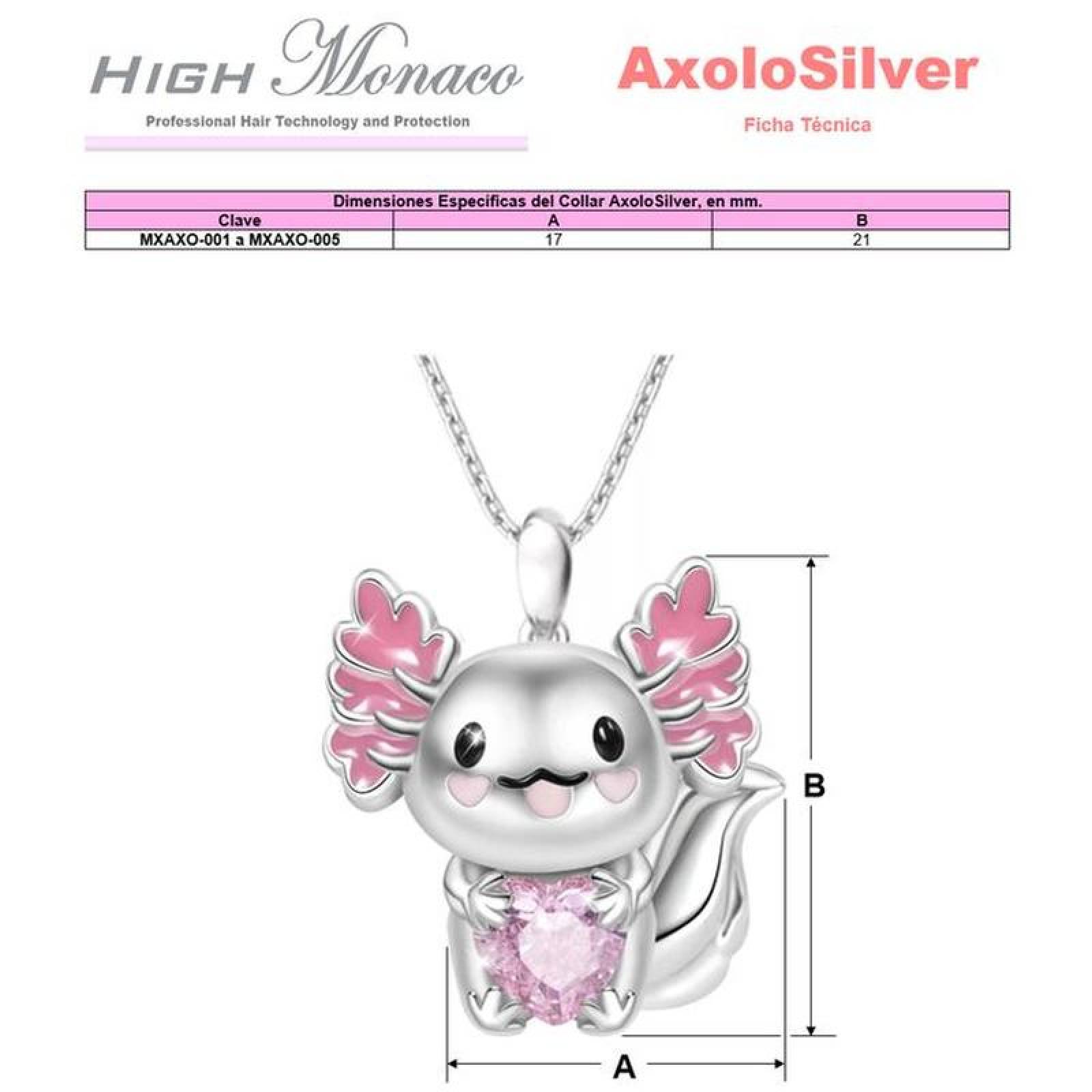 Colgante de Ajolotes MXAXO-004-3 4Pzas AjoloteCorazón PlataRosa Metal Cadena y Dije, AxolotlNeck01