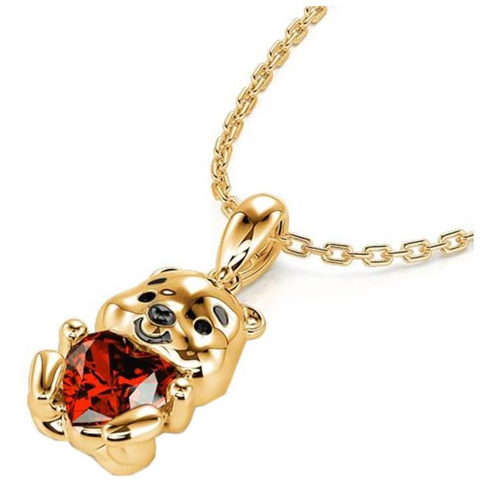 Cadenas y Dijes Hermosos MXBRK-001-2 1 Pza Collar OsoCorazón DoradoRojo Metal, BearNeck01
