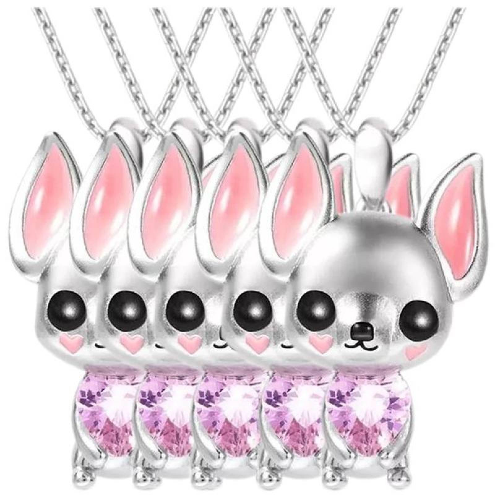 Collares de Chihuahua MXDOG-005-2 5Pzas ChihuahuaCorazón PlataRosa Metal Cadena y Dije, DogNeck01