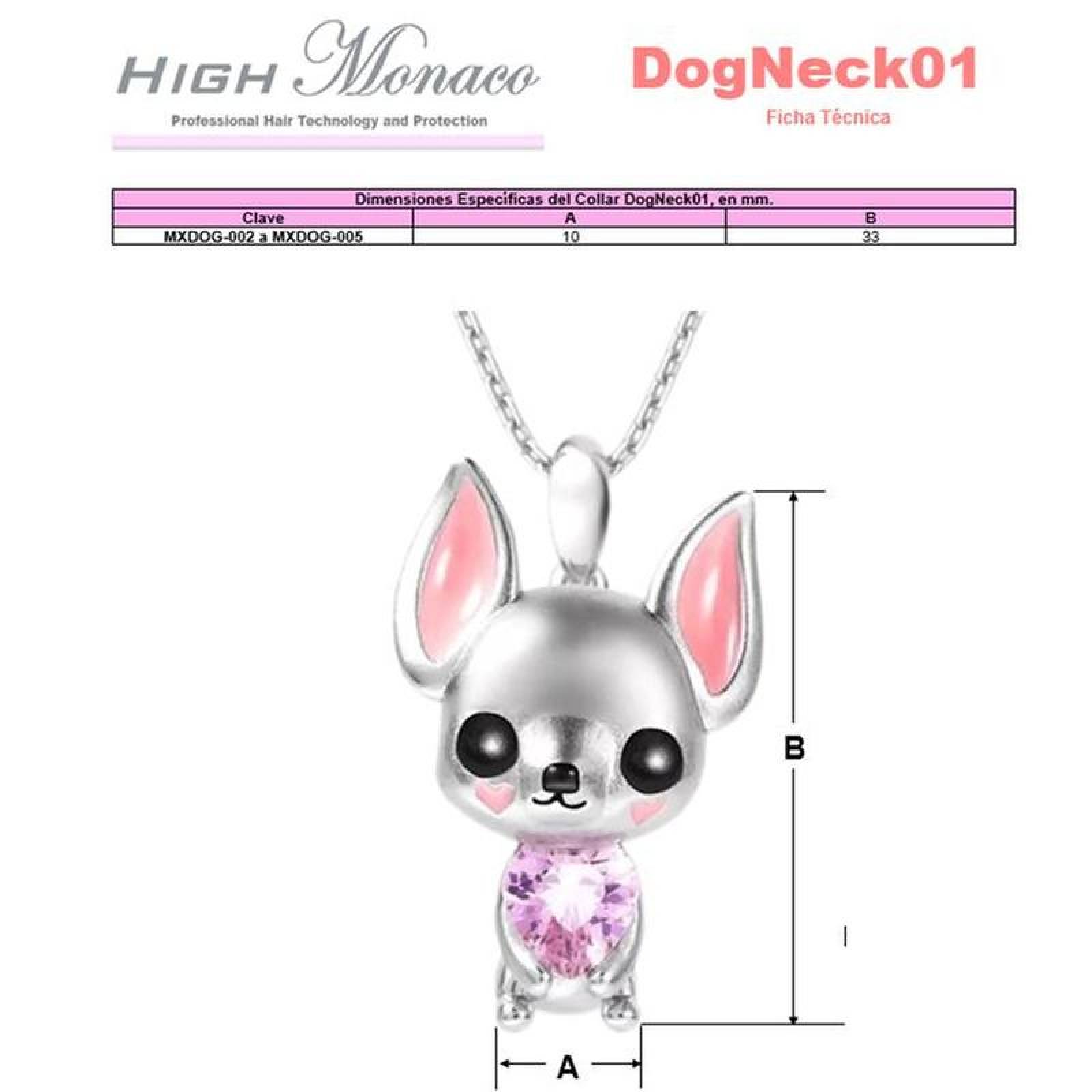 Collares de Chihuahua MXDOG-005-2 5Pzas ChihuahuaCorazón PlataRosa Metal Cadena y Dije, DogNeck01