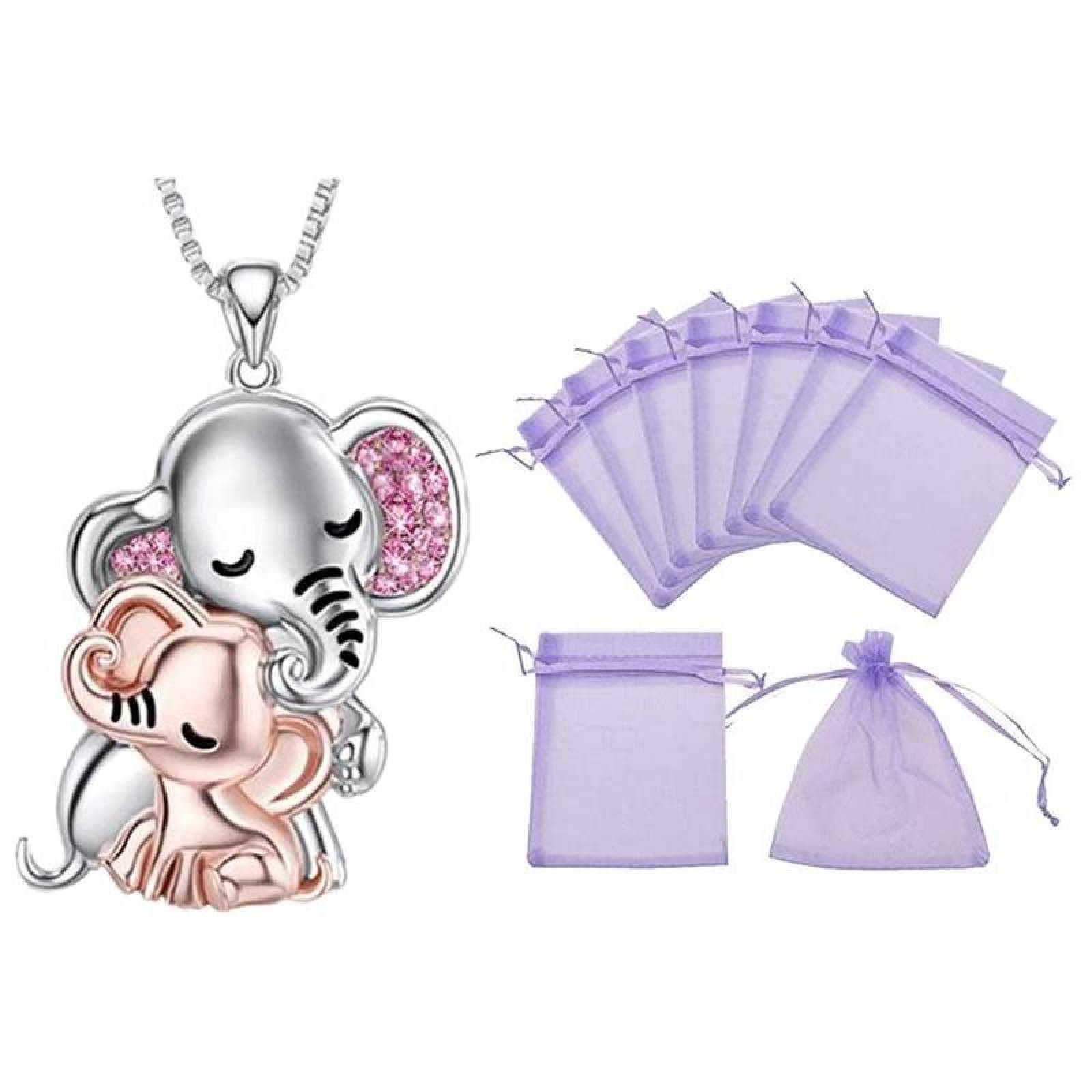 Joyeria de Cadenas de Elefantes MXEHK-004-4 4 Pzas Collar Elefante PlataRosa Metal, ElephantNeck02