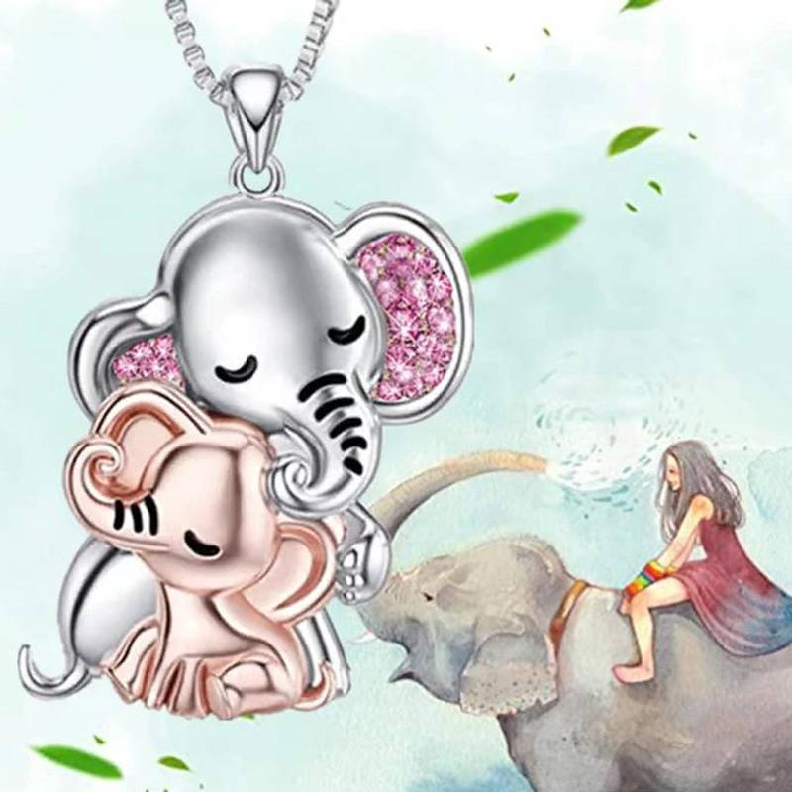 Joyeria de Cadenas de Elefantes MXEHK-004-4 4 Pzas Collar Elefante PlataRosa Metal, ElephantNeck02