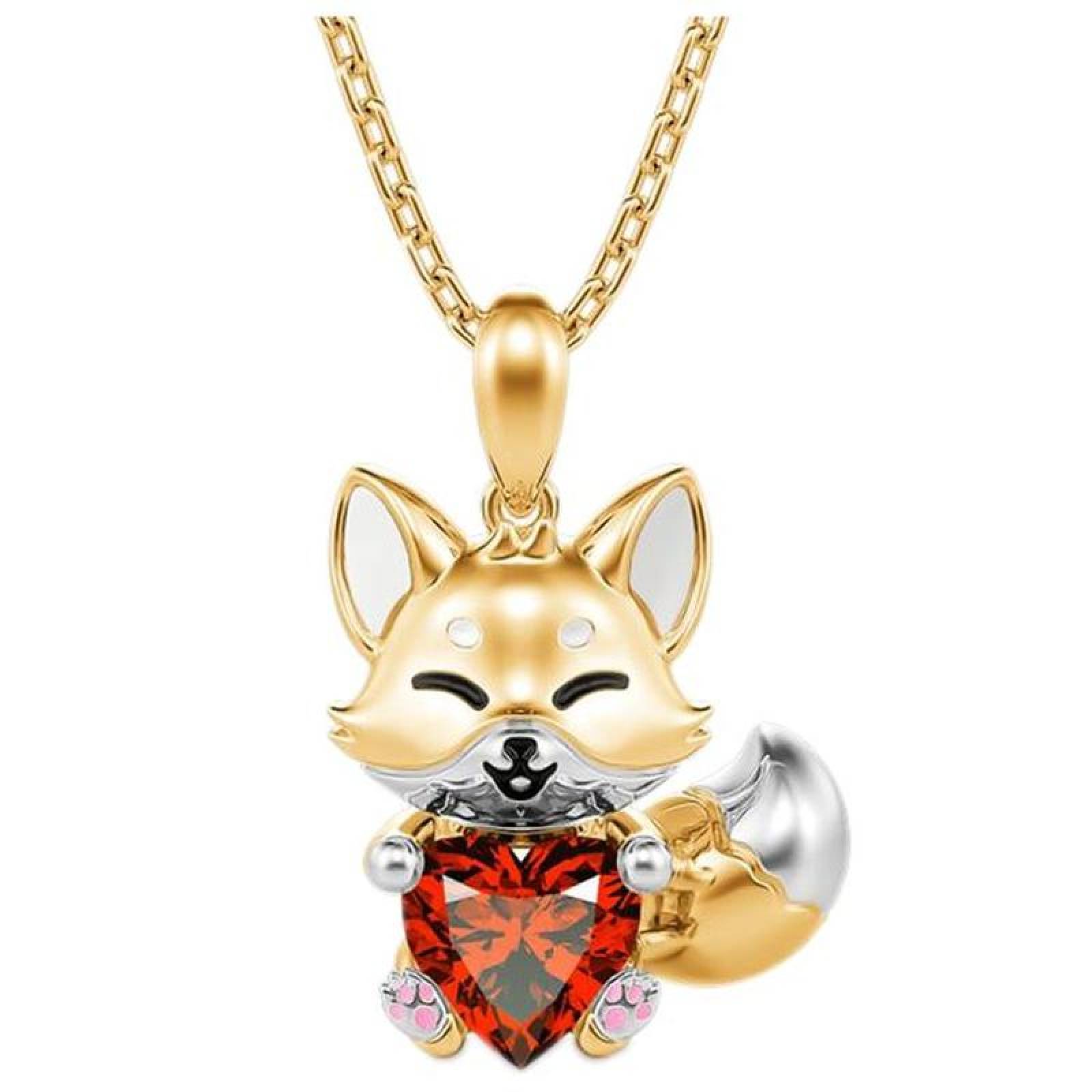 Collares para Niñas MXFOX-001-5 1 Pza Collar ZorroCorazón DoradoRojo Metal, FoxNeck01
