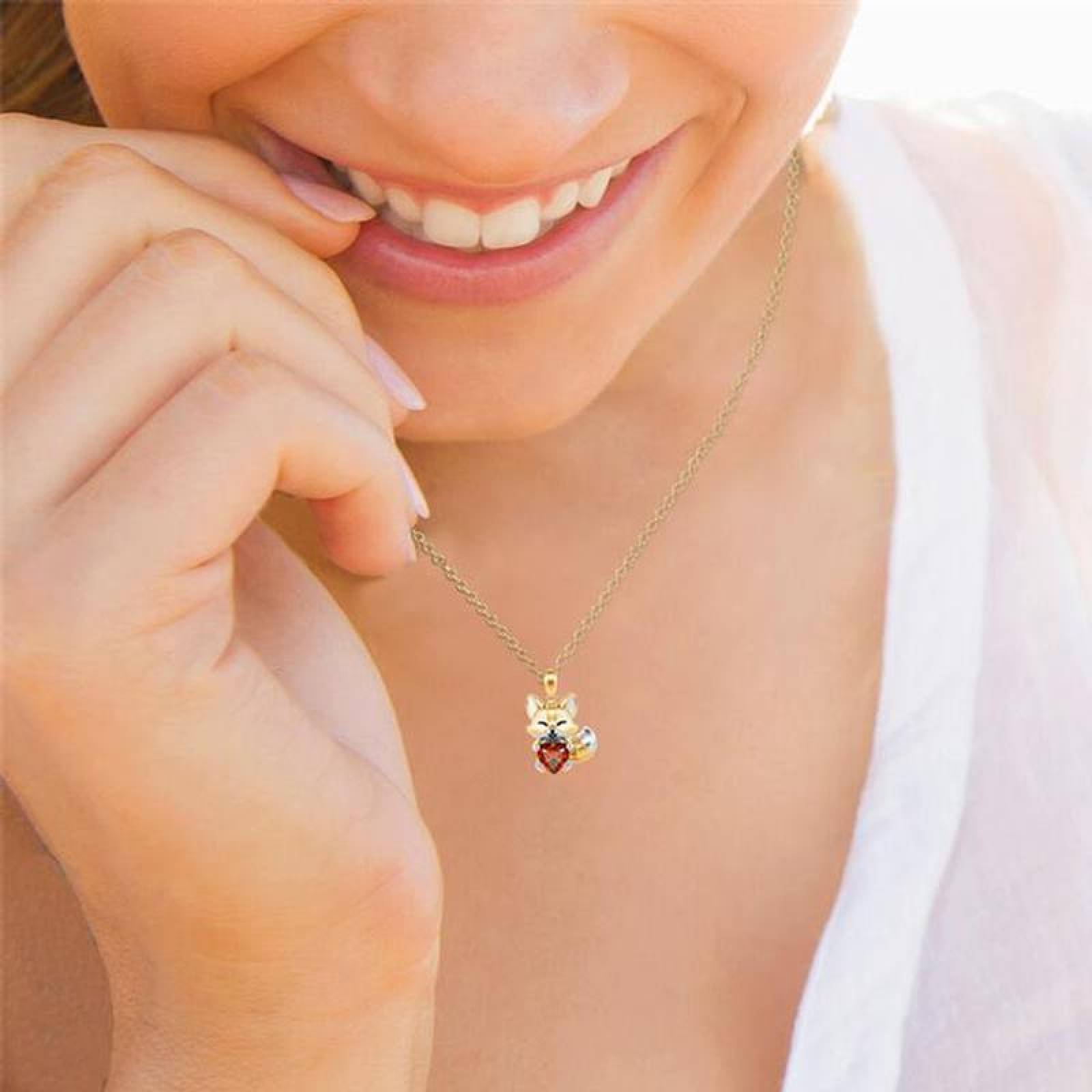 Colgante Modernos MXFOX-004-3 4 Pzas Collar ZorroCorazón DoradoRojo Metal, FoxNeck01