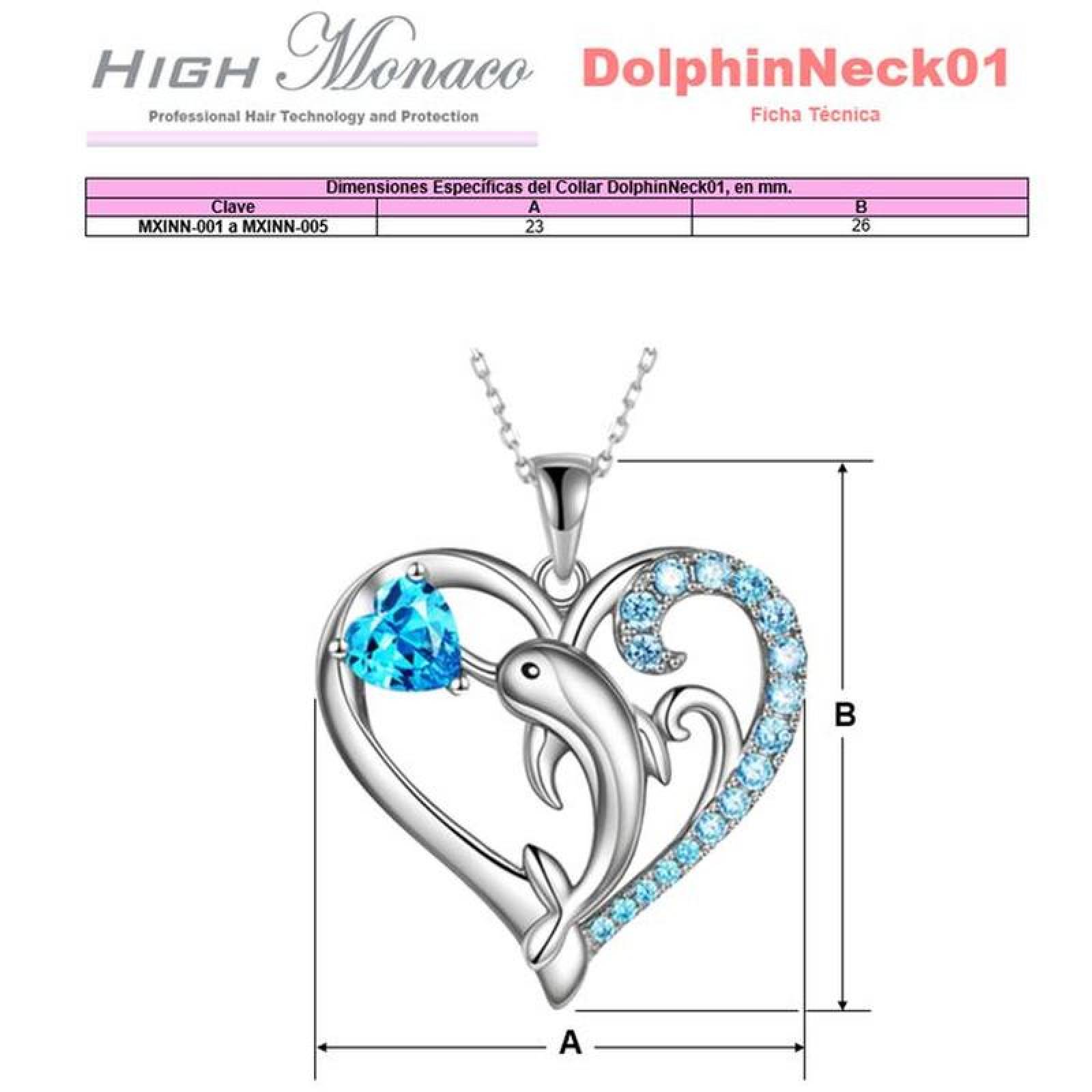 Cadenas y Dijes para Niña MXINN-002-4 2 Pzas Collar DelfínCorazón PlataAzul Metal, DolphinNeck01