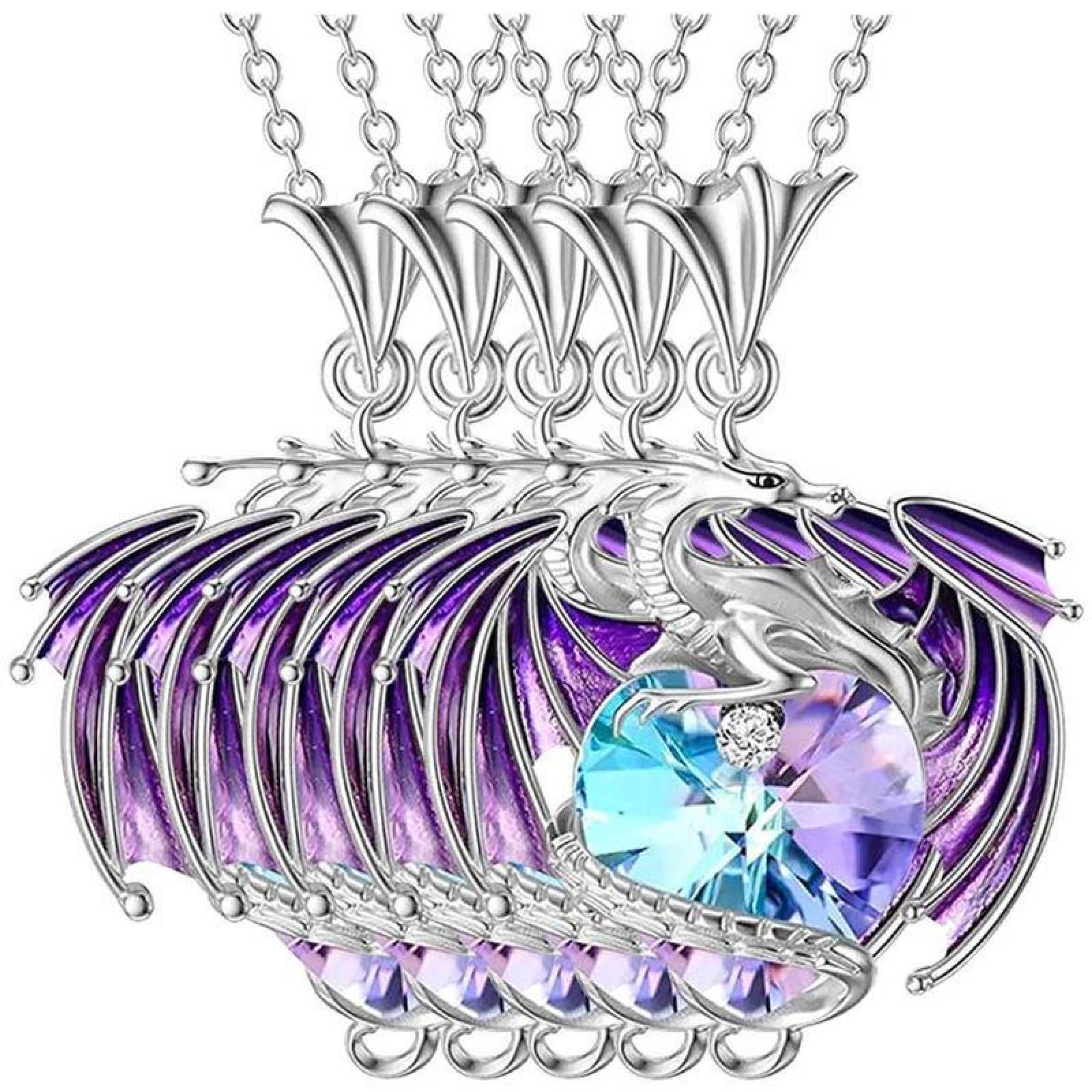 Cadenas y Dijes de Dragones MXRGK-005-6 5Pzas DragónCorazón PlataMorado Metal Cadena y Dije, DragónNeck01
