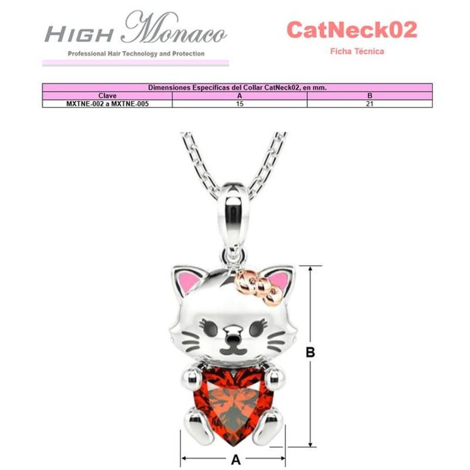 Colgante de Gaitos MXTNE-005-3 5 Pzas Collar GatitaCorazón PlataRojo Metal, CatNeck02