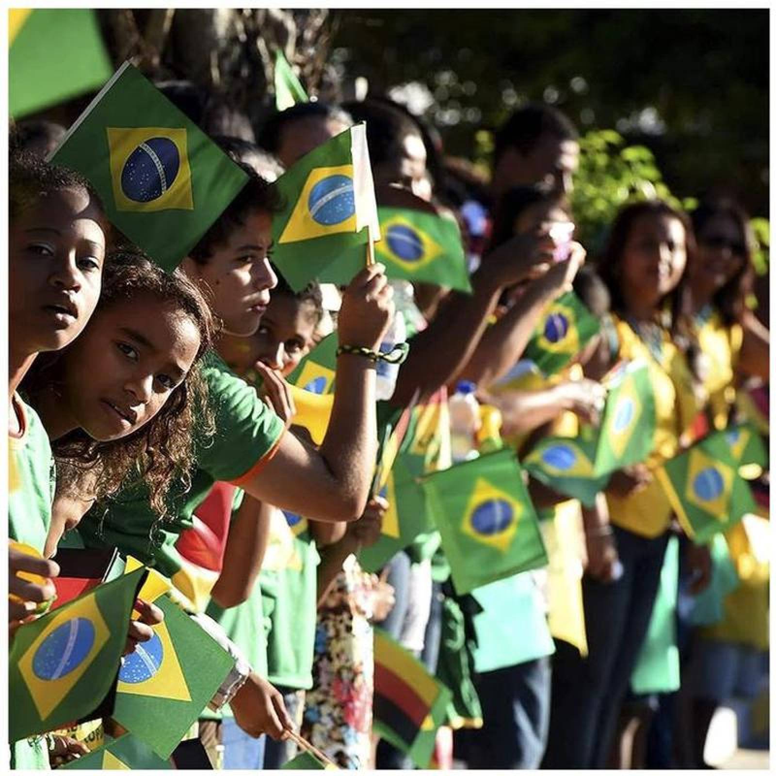 Banderitas para Adornar MXBRF-006-1 50Pzas Brasil 14x21cm Tela Poliéster Asta Plástico, BRminiFlag